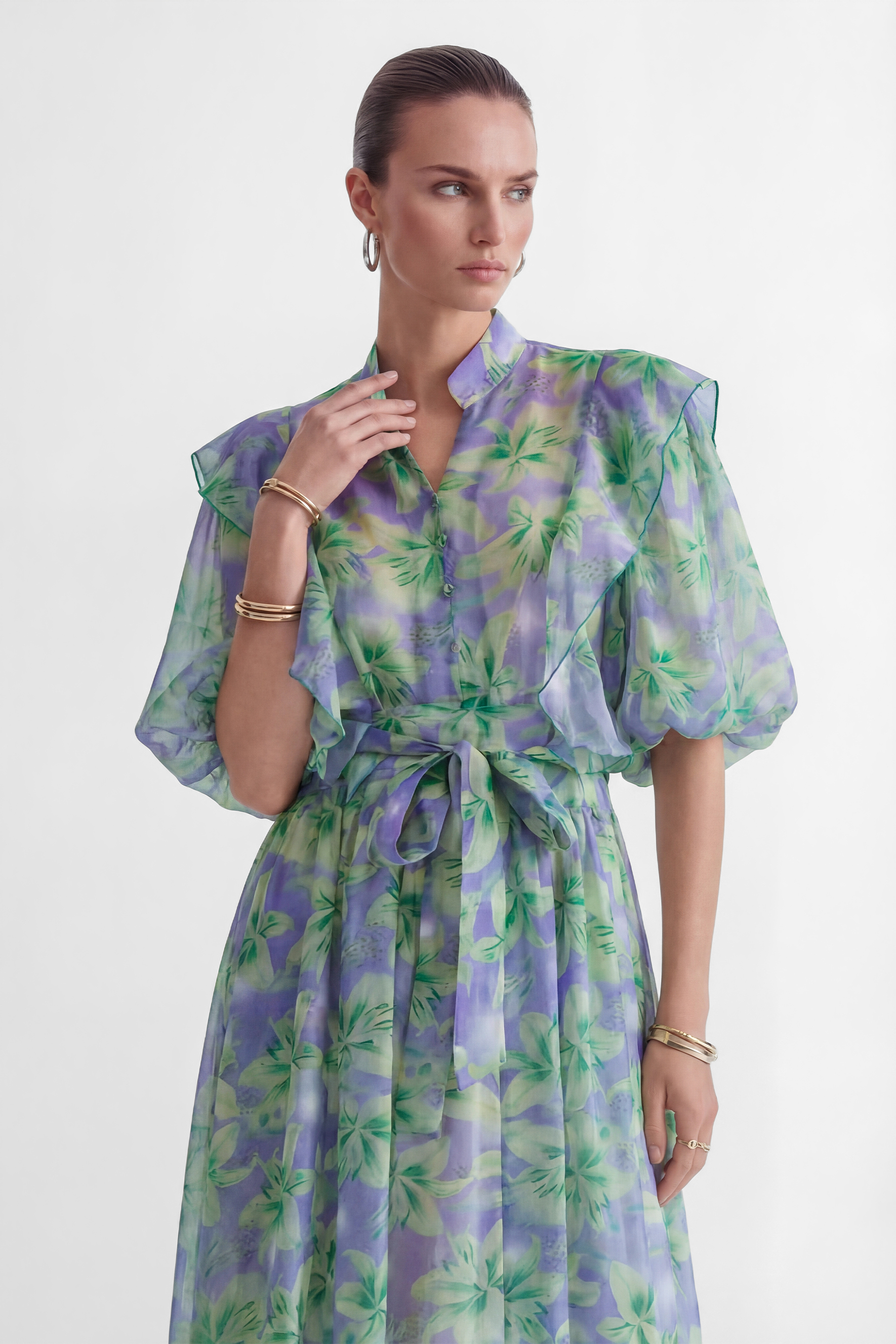 Summer Invite Purple Floral Print Ruffled Maxi Dress-purelyfable