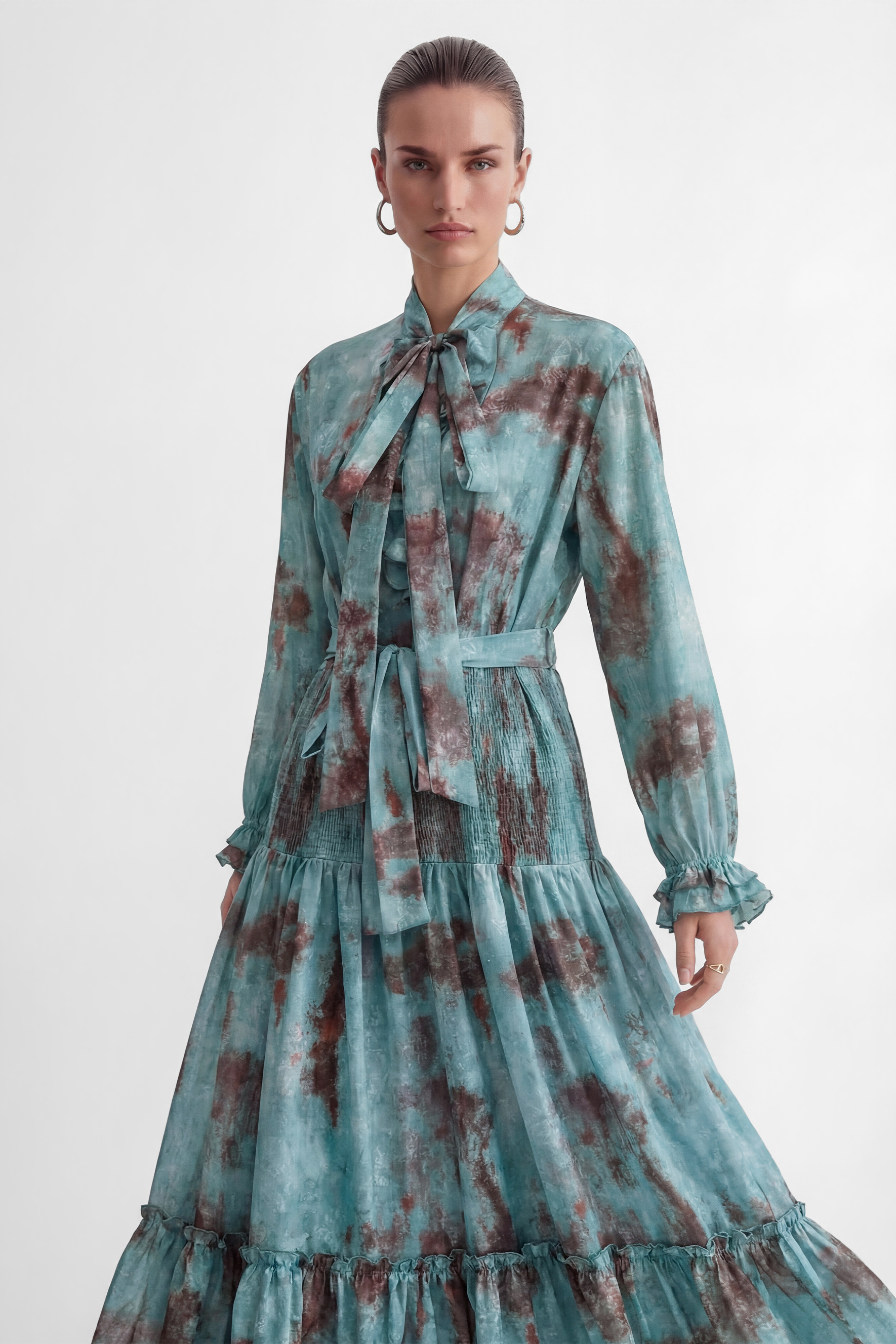 Found Your Love Teal Printed Tiered Ruffle Maxi Dress-purelyfable