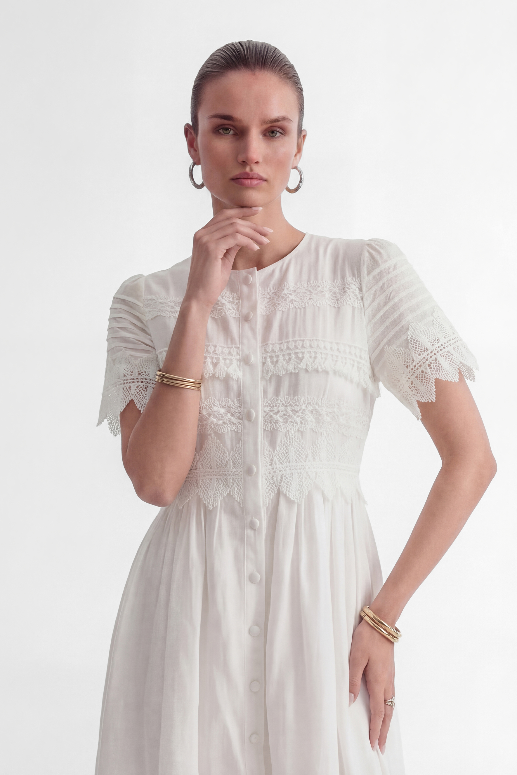 City Of Angels White Lace Embellished Short Sleeve Mini Dress-purelyfable