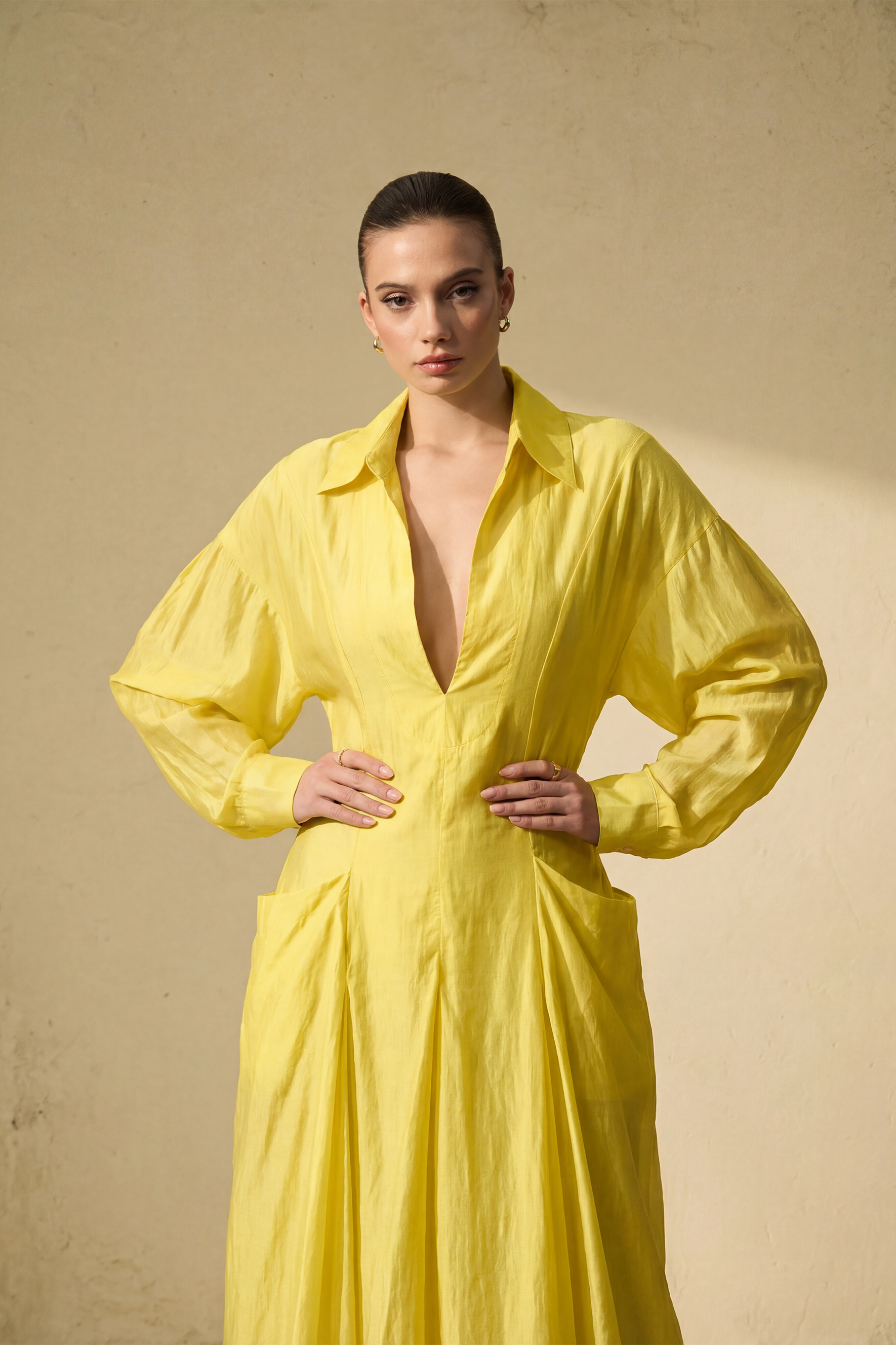 Leisurely Luxe Collared Deep V Maxi Dress-purelyfable