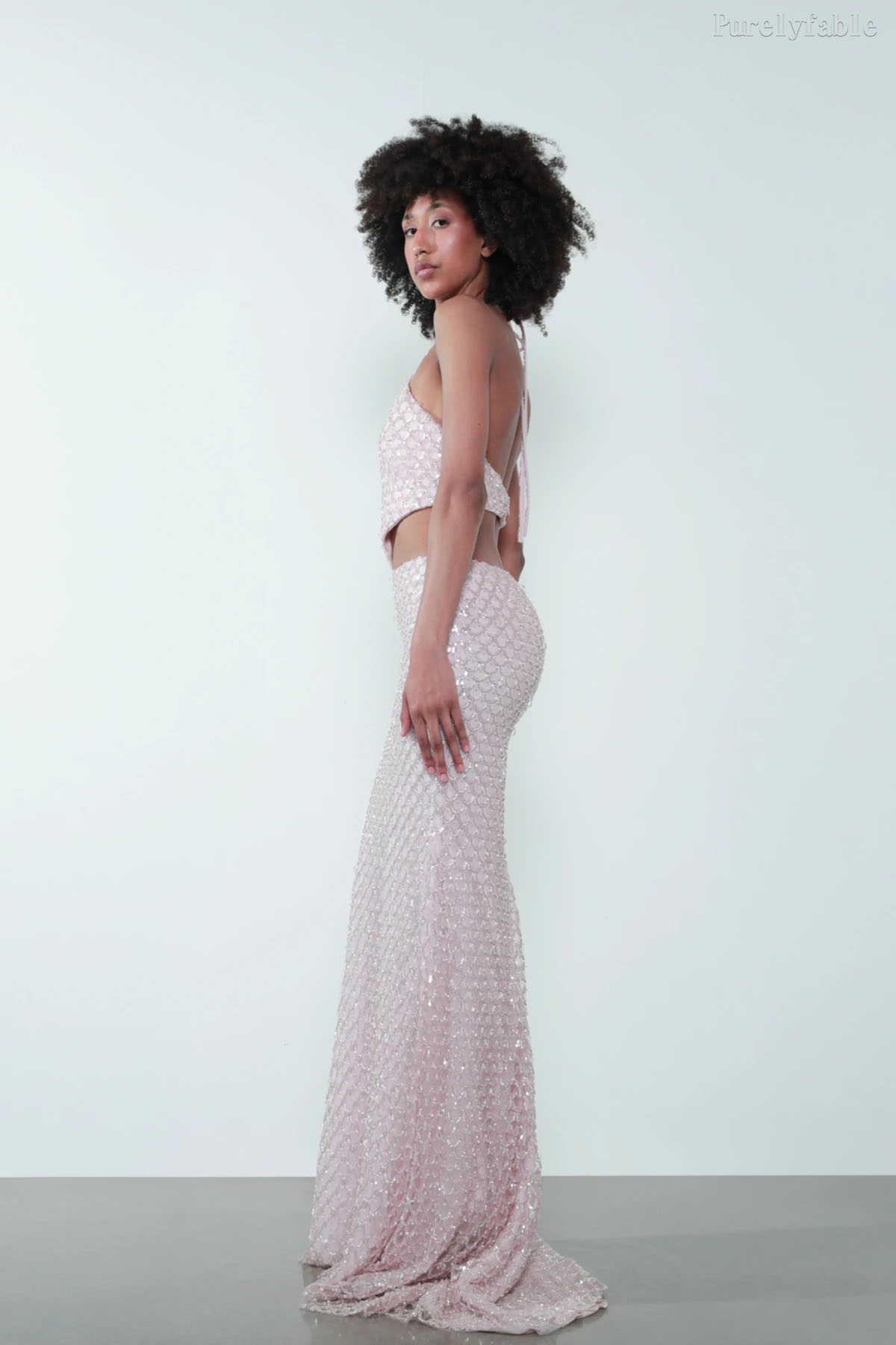 Paloma Halter-Neck Sequined Fishtail Skirt