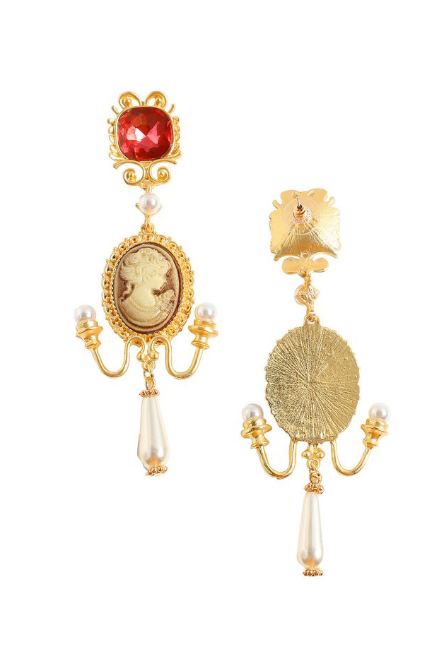 Cameo Queen Head Portrait Earrings-purelyfable