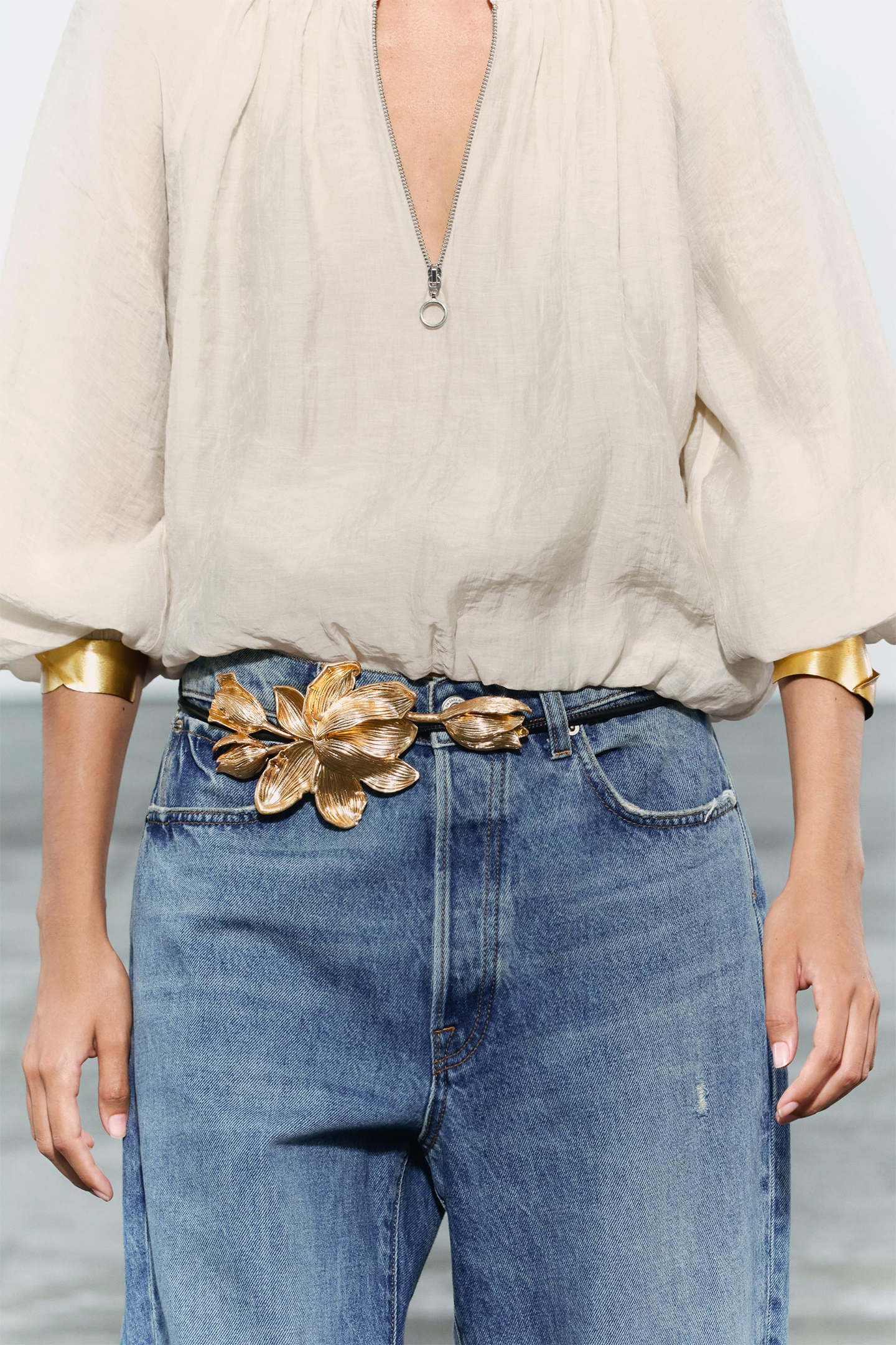 Metal Flower Cord Belt-purelyfable