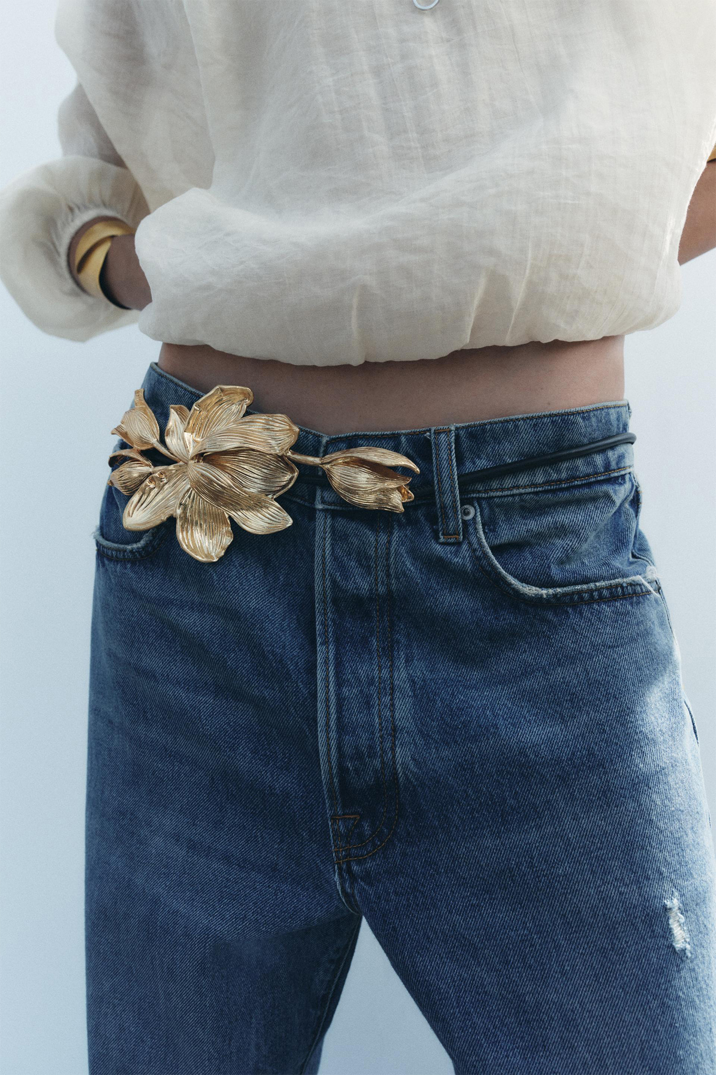 Metal Flower Cord Belt-purelyfable