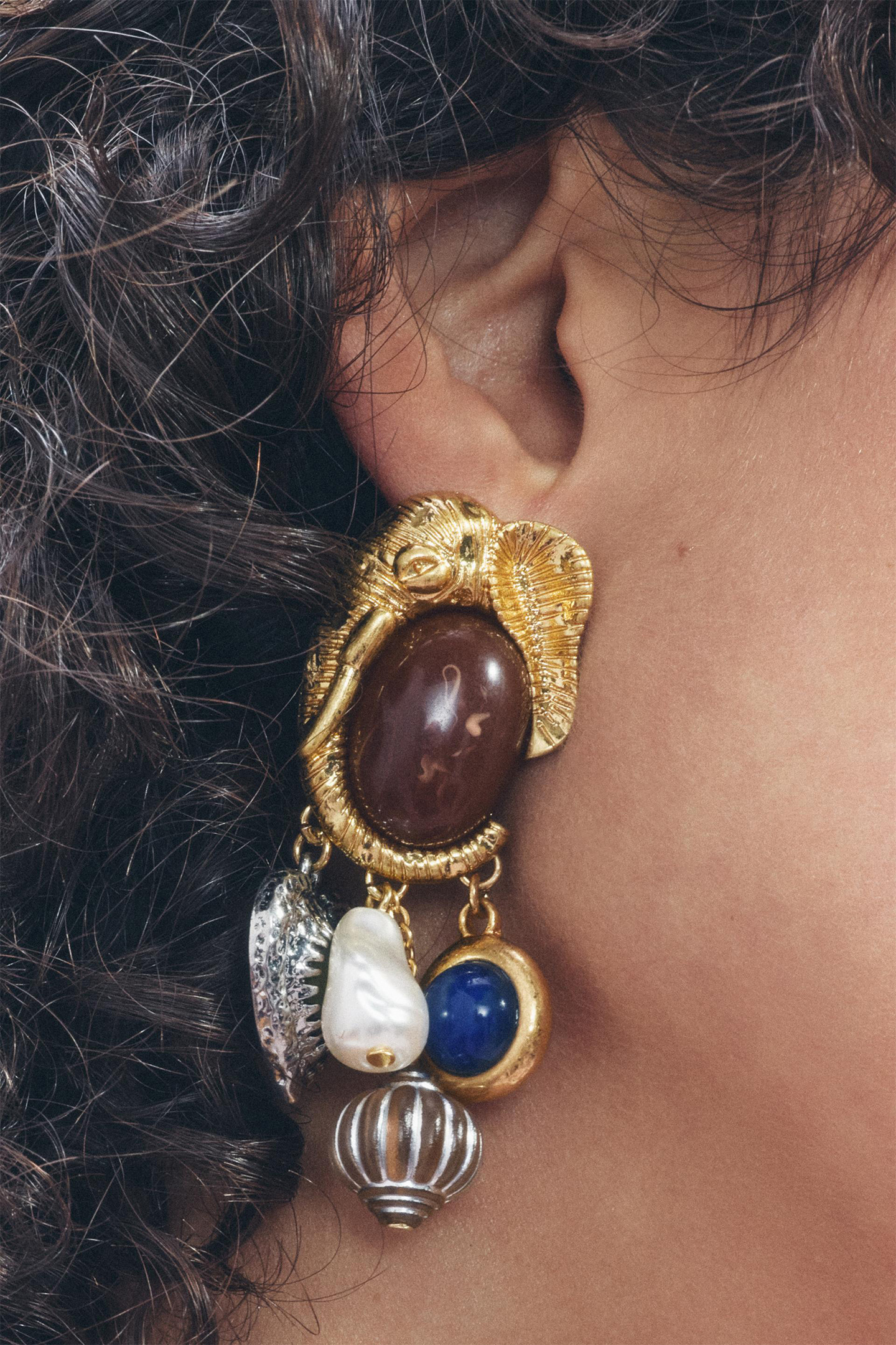 Elephant Gemstone Drop Earrings-purelyfable
