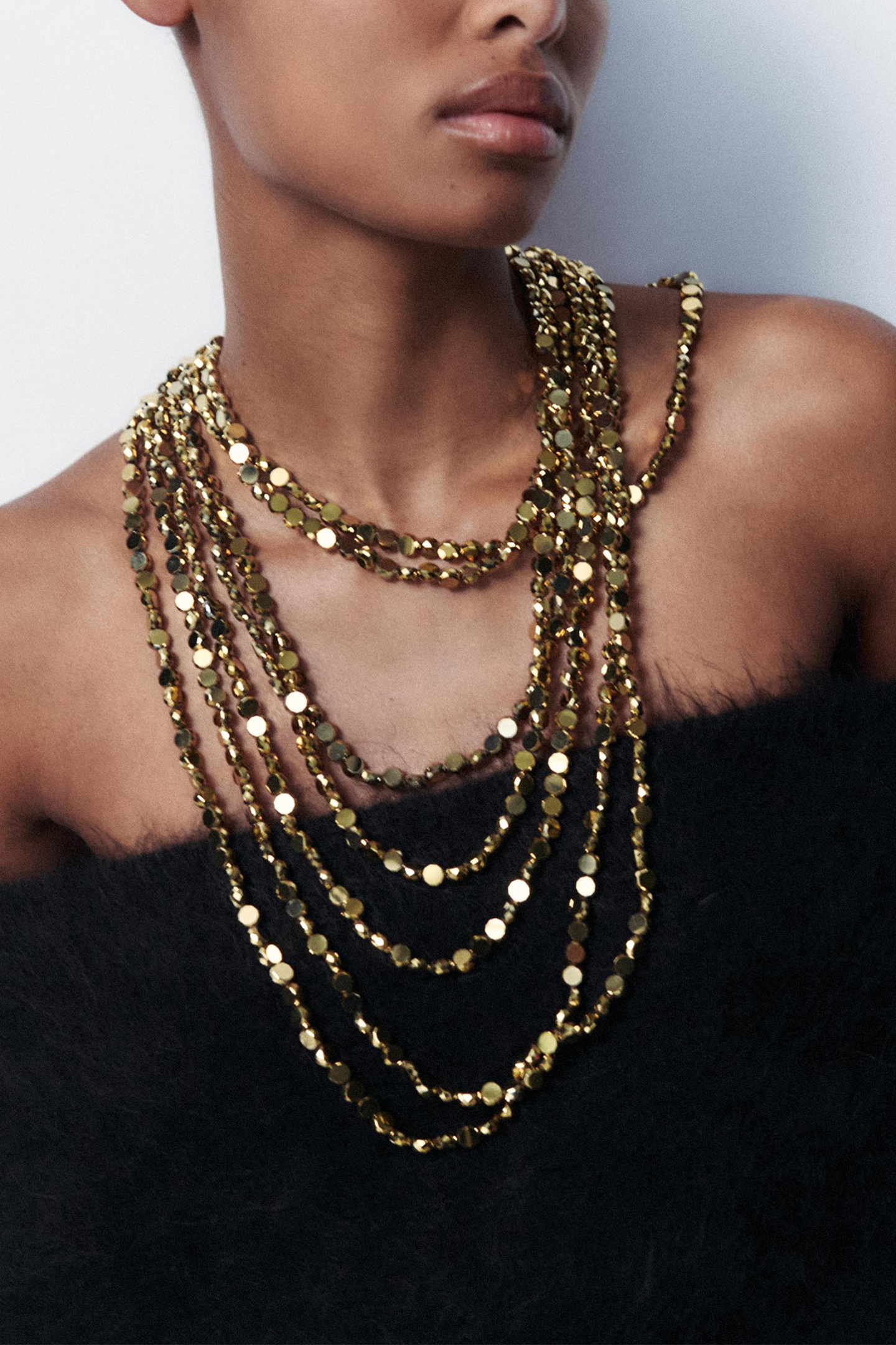 Multi-Strand Metal Bead Necklace-purelyfable