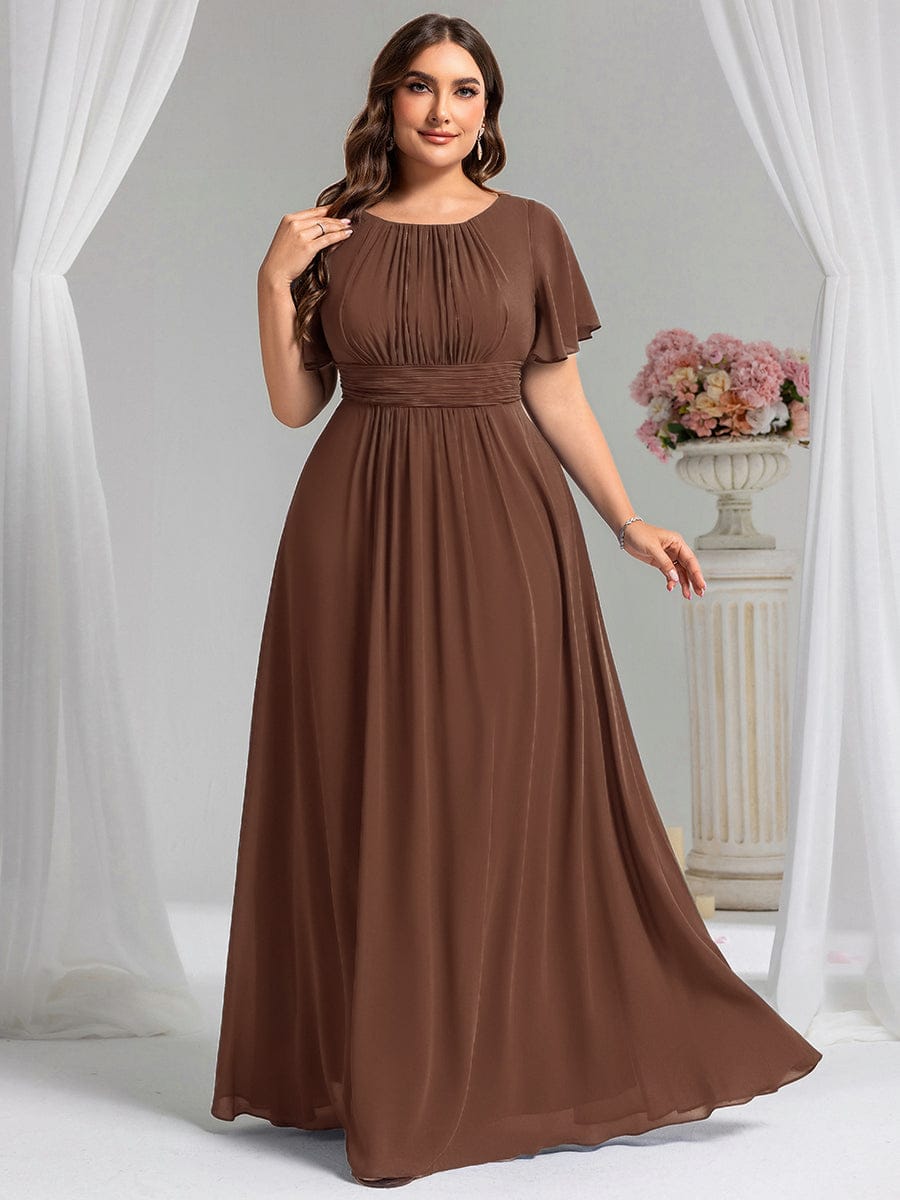 Plus Size Printed Chiffon Pleated Maxi Wedding Guest Dress