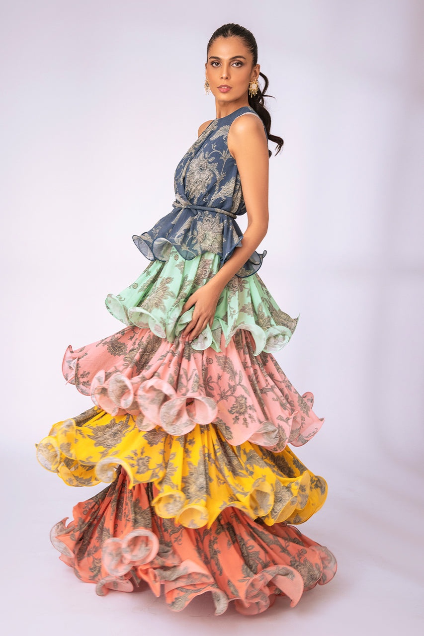 Cynthia Printed Tiered Ruffle Maxi Dress-purelyfable