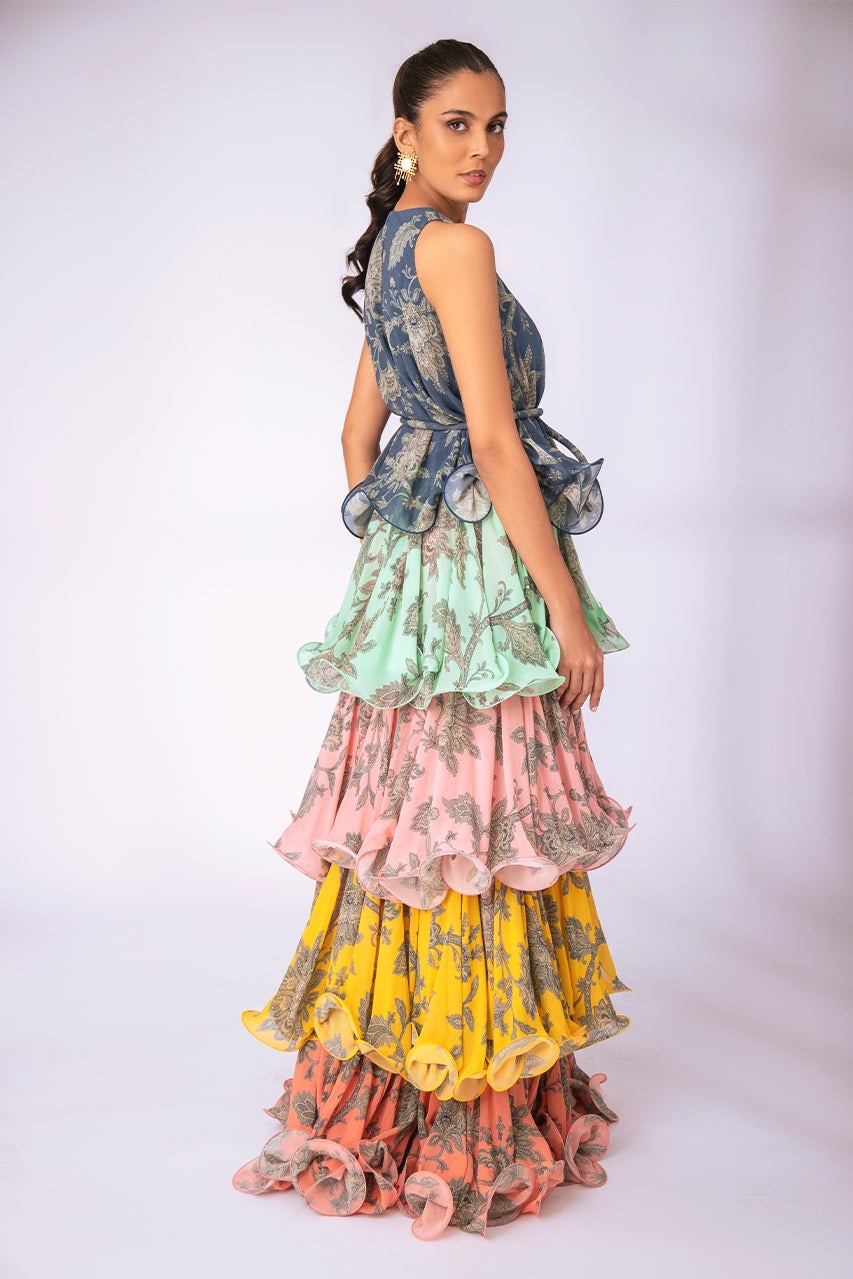 Cynthia Printed Tiered Ruffle Maxi Dress-purelyfable