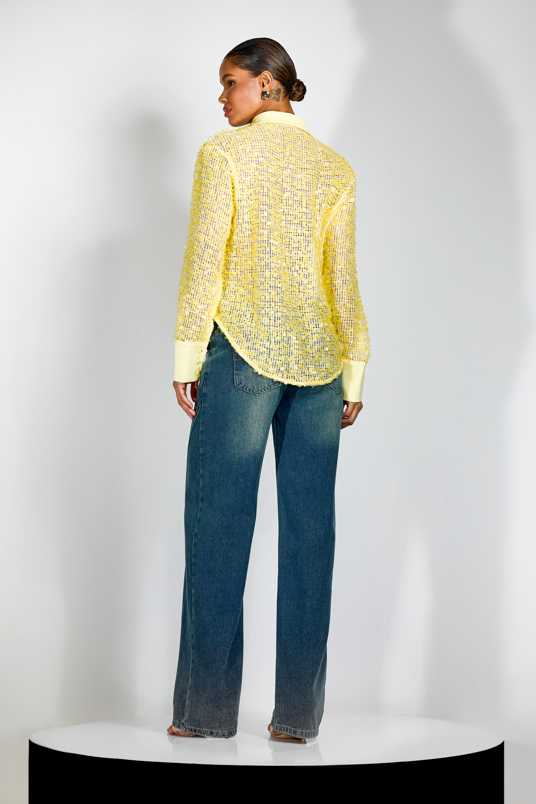 Ellen Sequin Embellished Semi-sheer Shirt-purelyfable