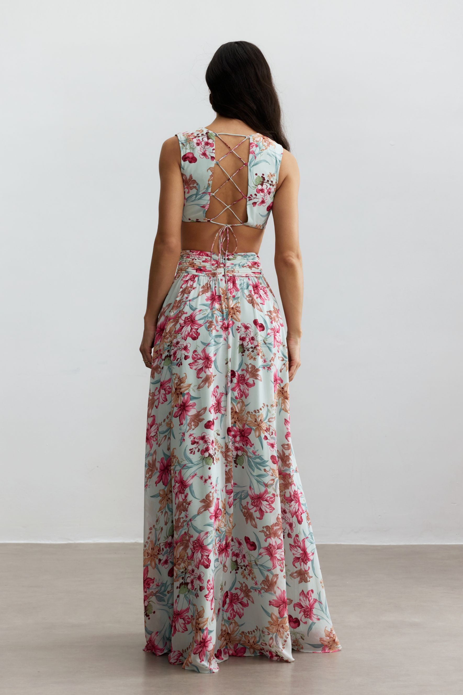 Anila Printed Pleated Ruffle Maxi Dress-purelyfable