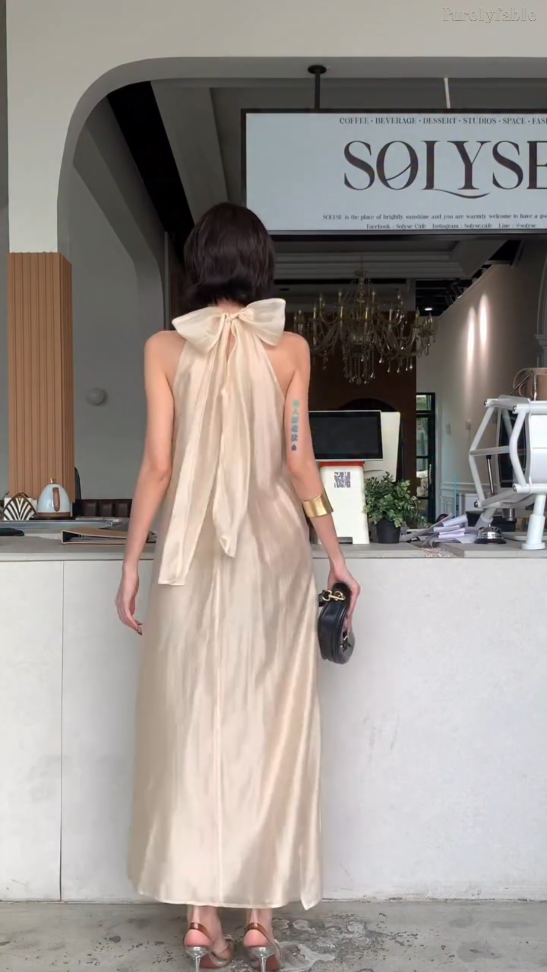Miranda Champagne-Colored Sleeveless Flowing Dress