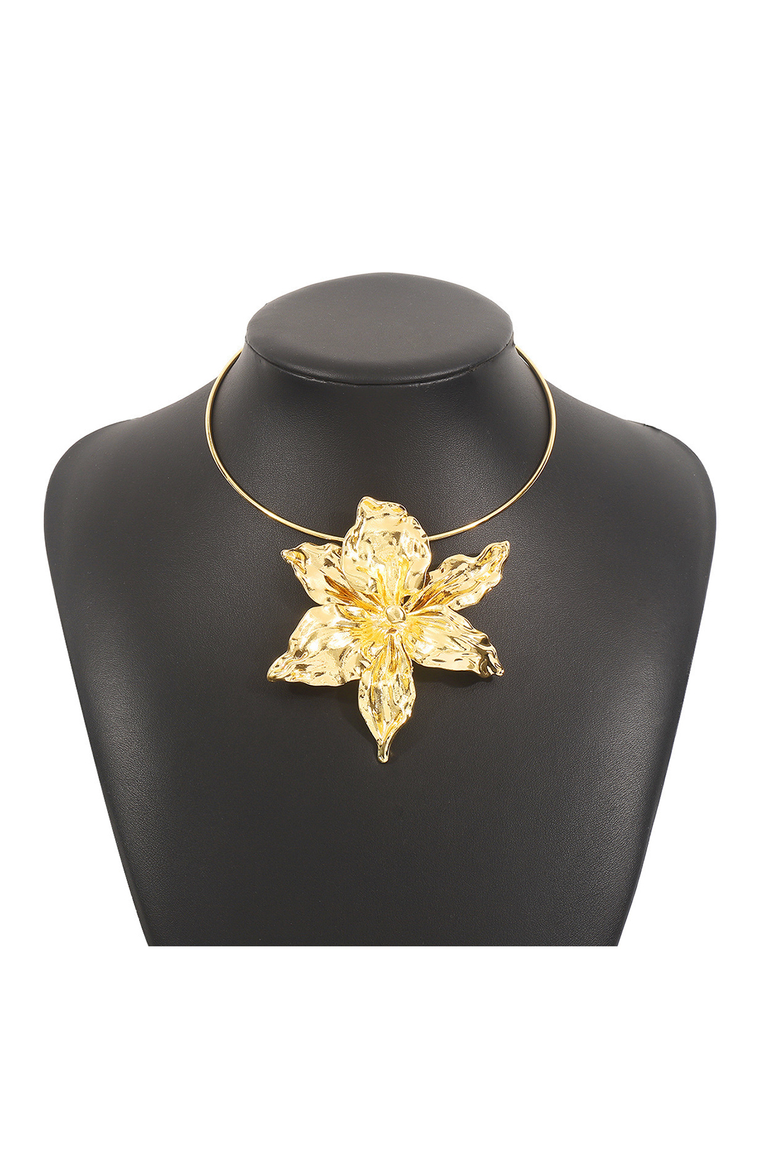 Metal Floral Pendant Choker-purelyfable