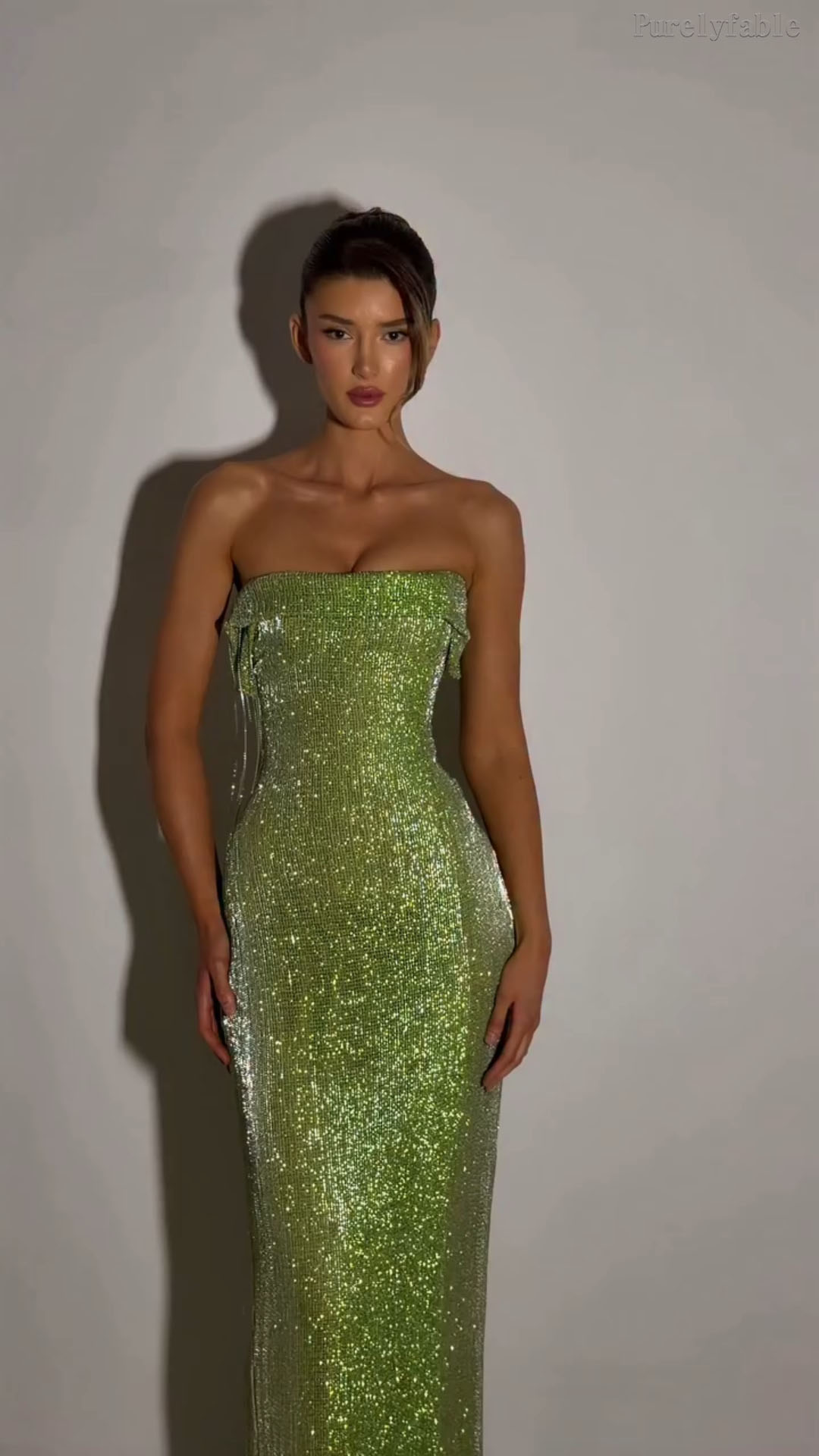 Noelia Green Strapless Sequined Fishtail Dress