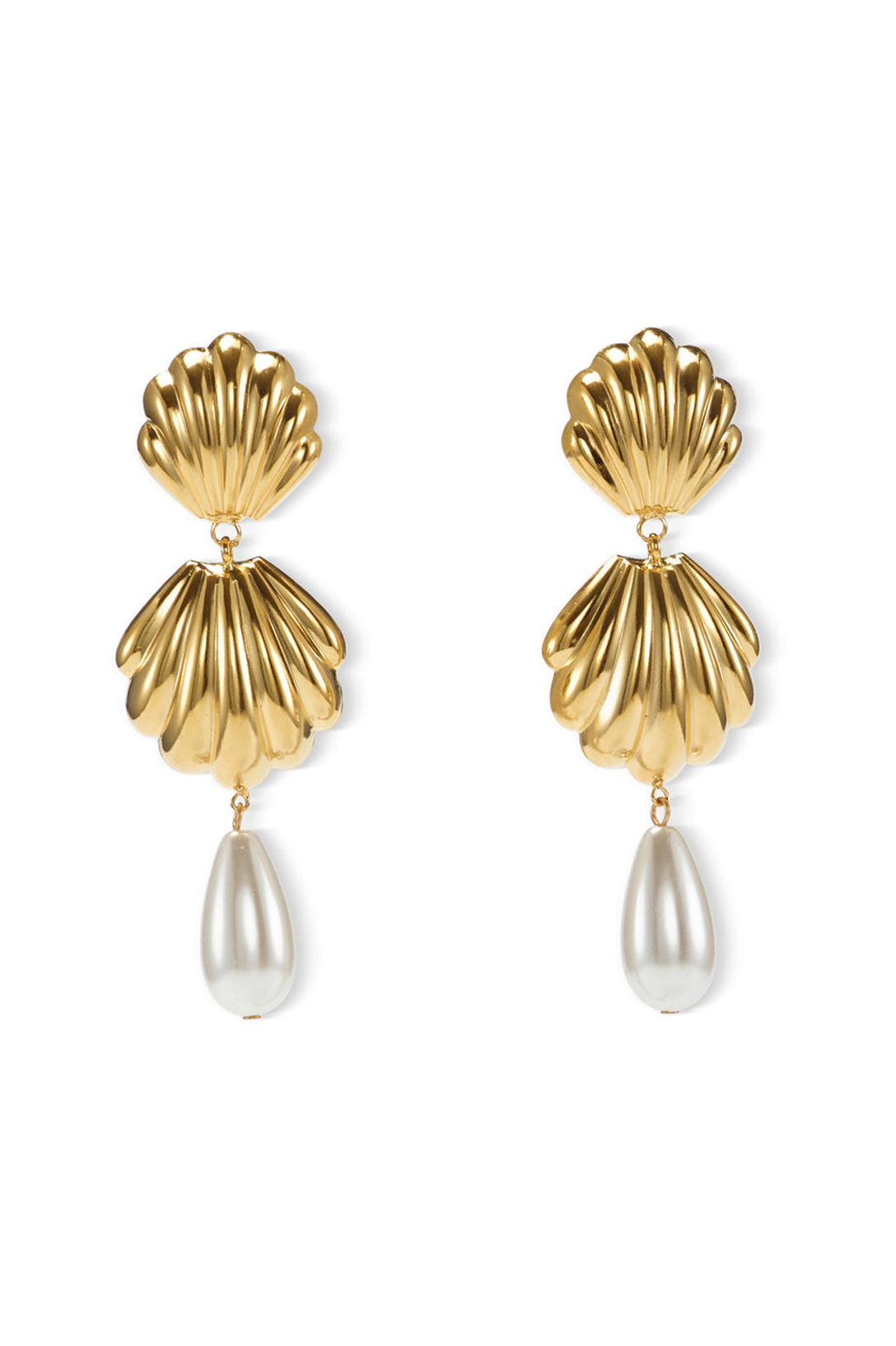 Scallops Pearl Earrings-purelyfable