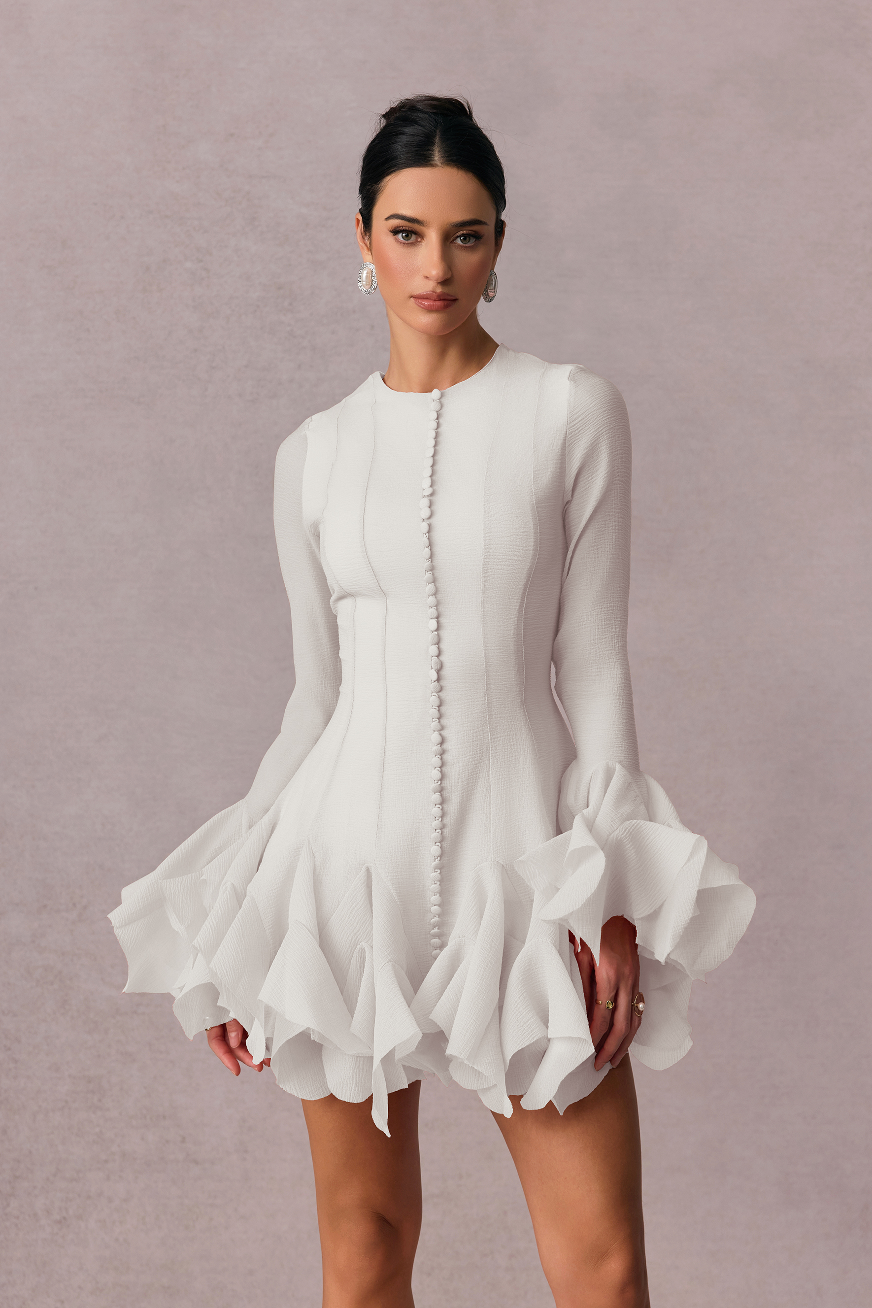 Leila Semi-sheer Flare Mini Dress-purelyfable