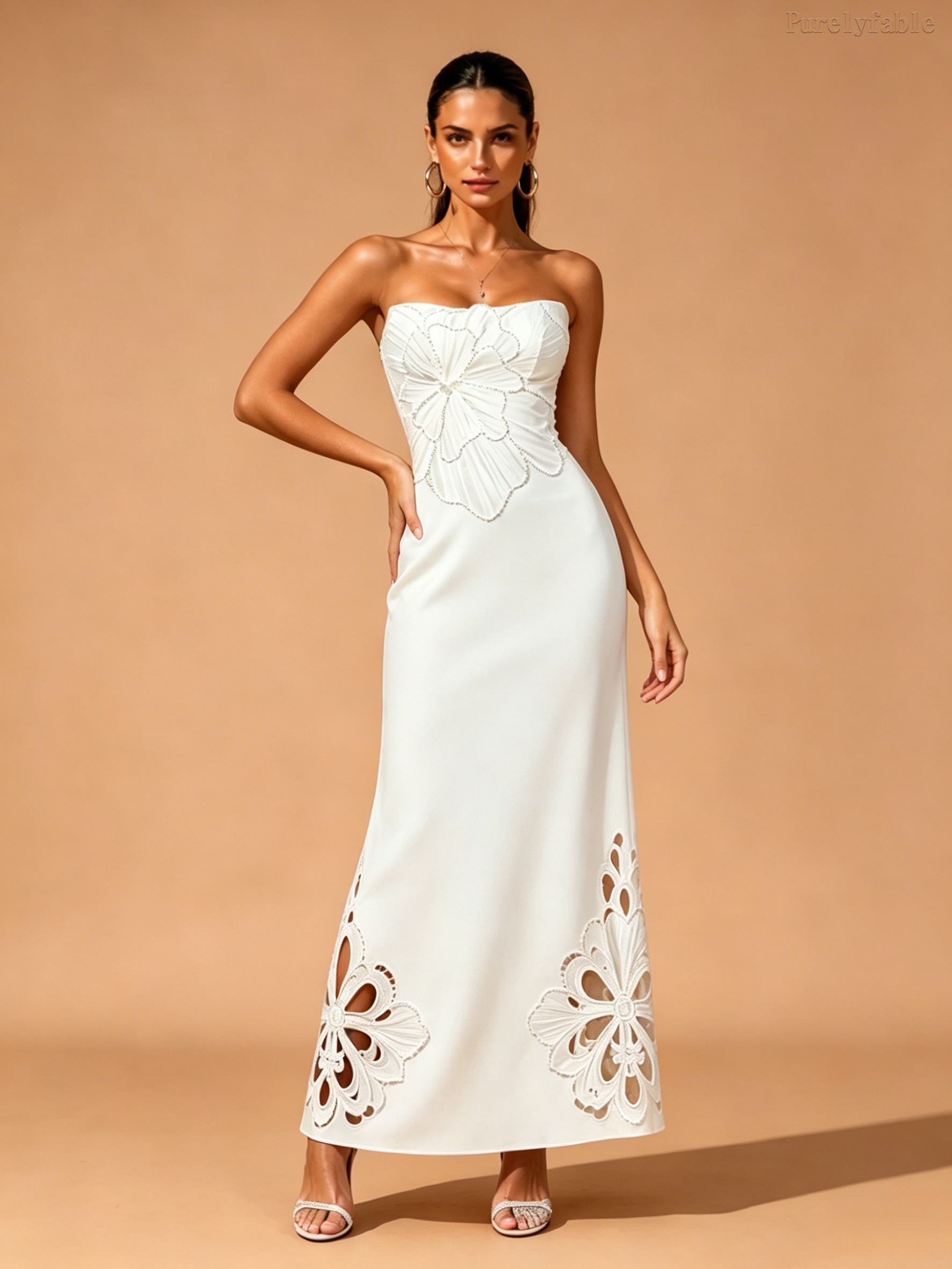 Elora White Strapless Maxi Dress