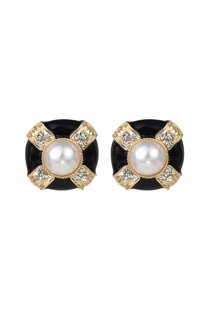 Vintage Enamel Pearl Earrings-purelyfable