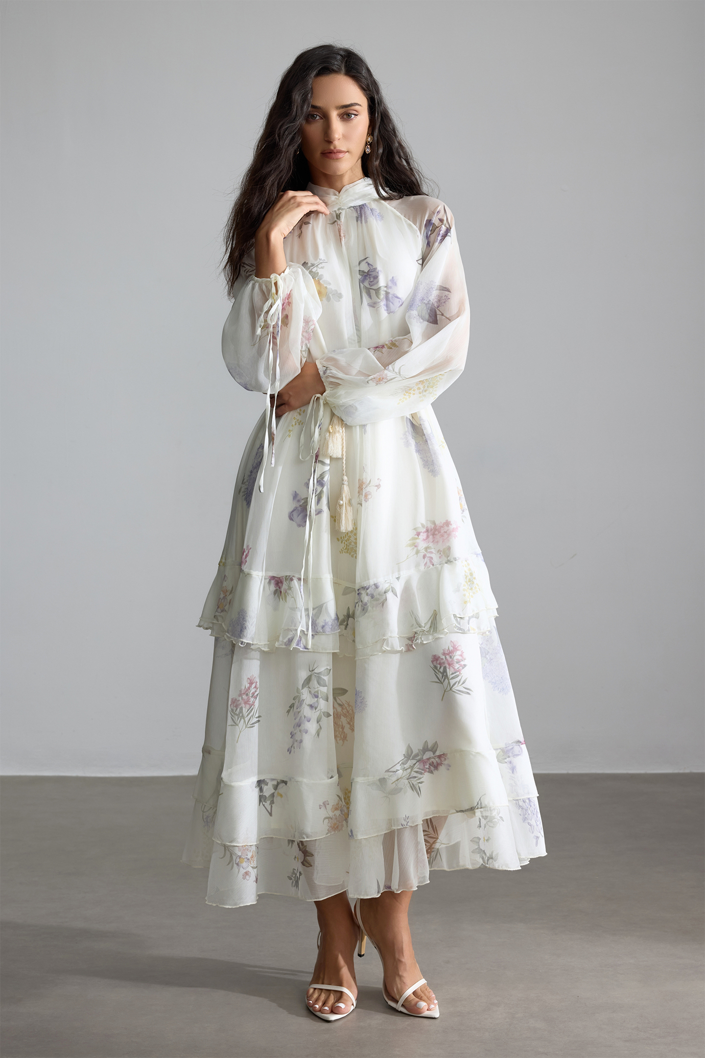 Renee Floral Print Puff Sleeve Maxi Dress-purelyfable