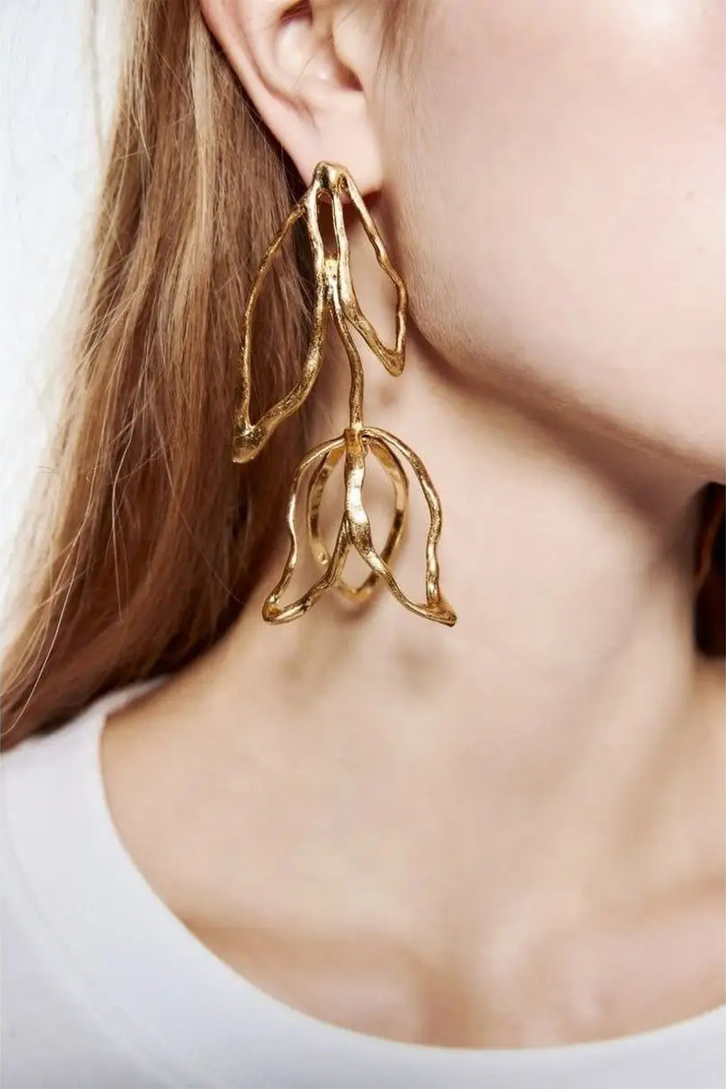 Abstract Floral Drop Earrings-purelyfable