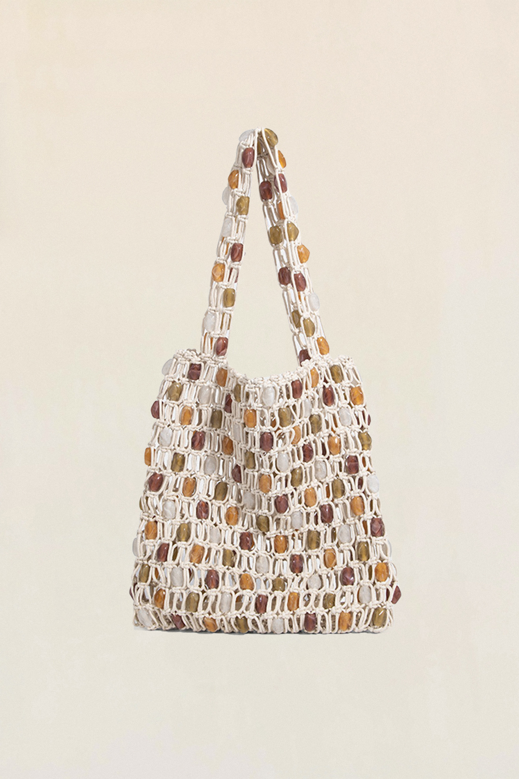 Multicolor Beaded Tote Bag-purelyfable