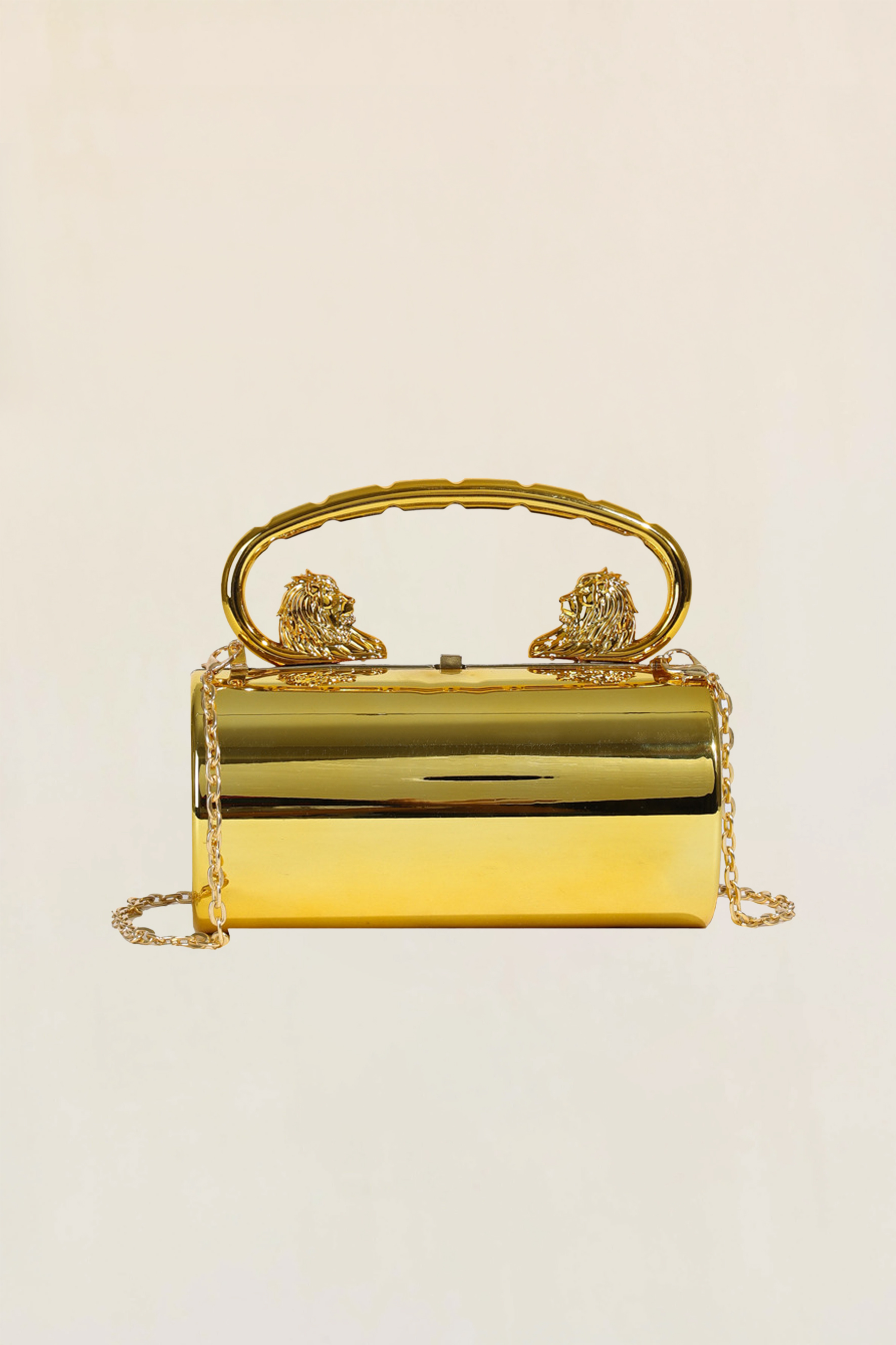 Metal Lion Head Handle Clutch-purelyfable