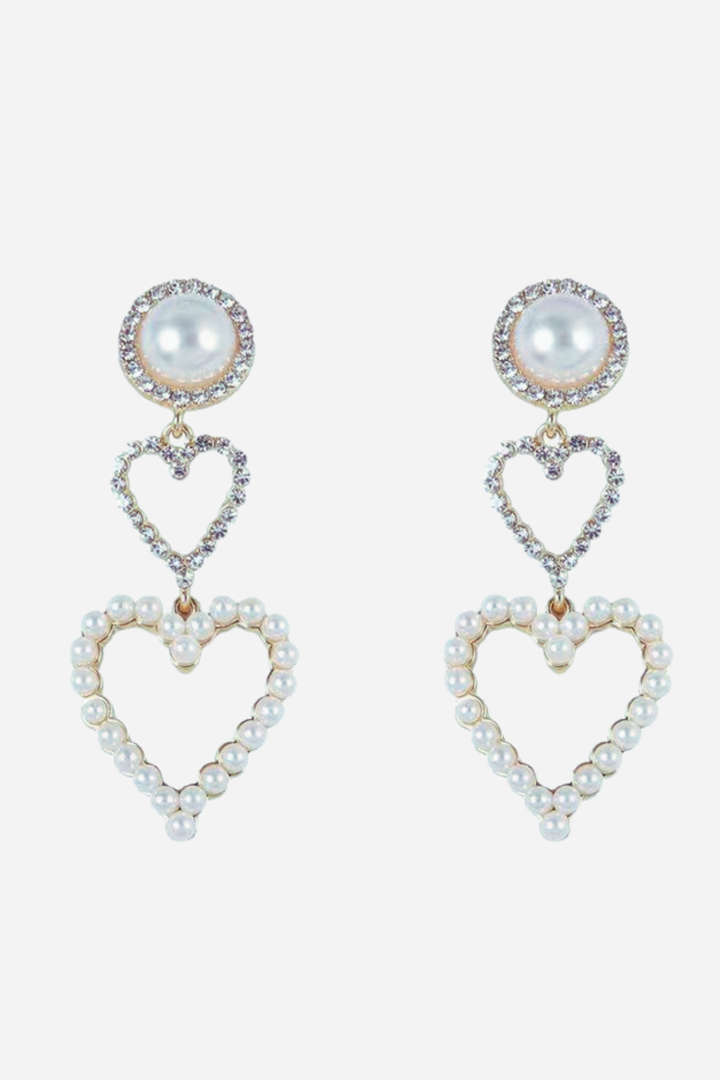 Pearl Looped Heart Earrings-purelyfable