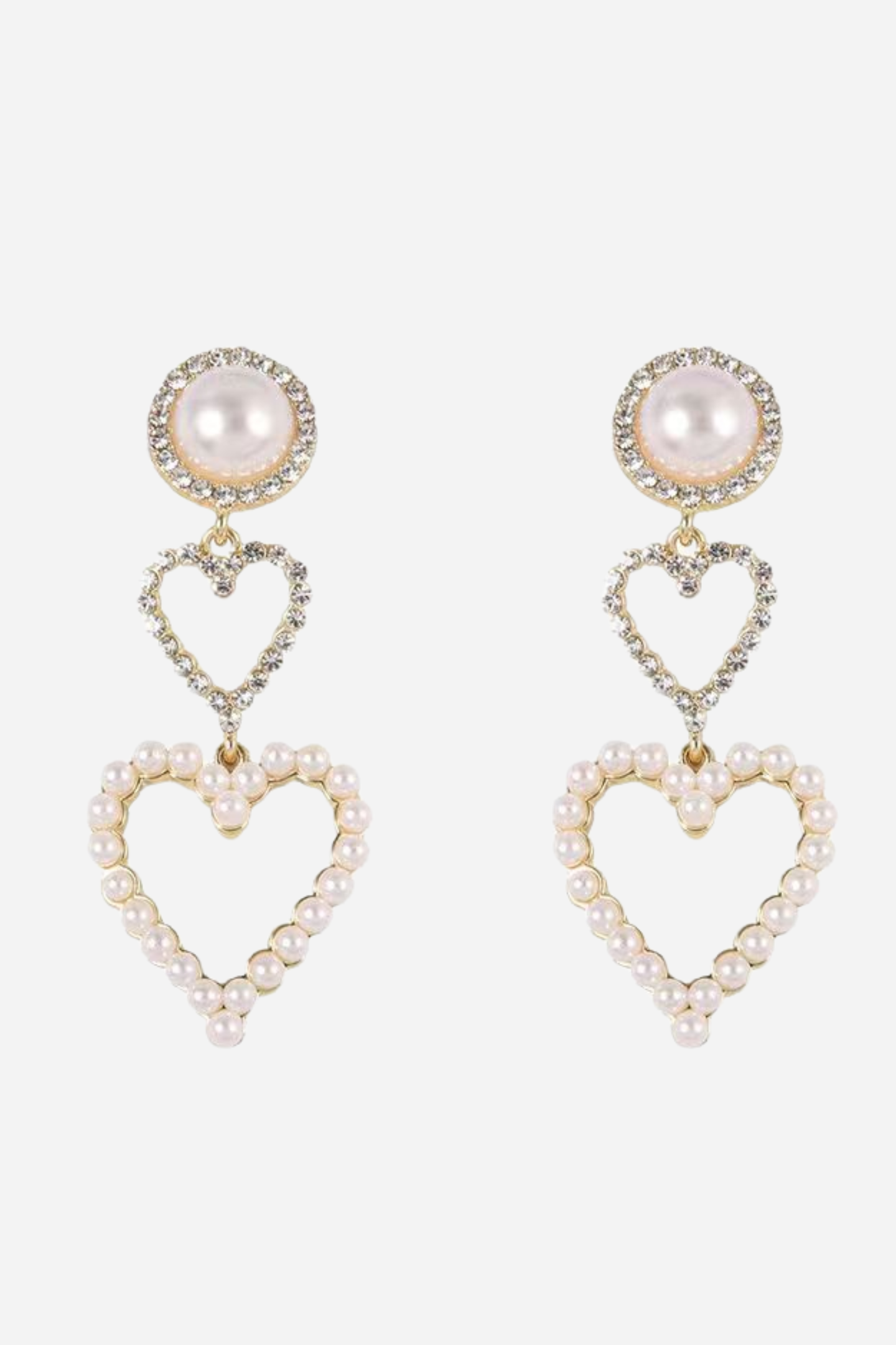 Pearl Looped Heart Earrings-purelyfable