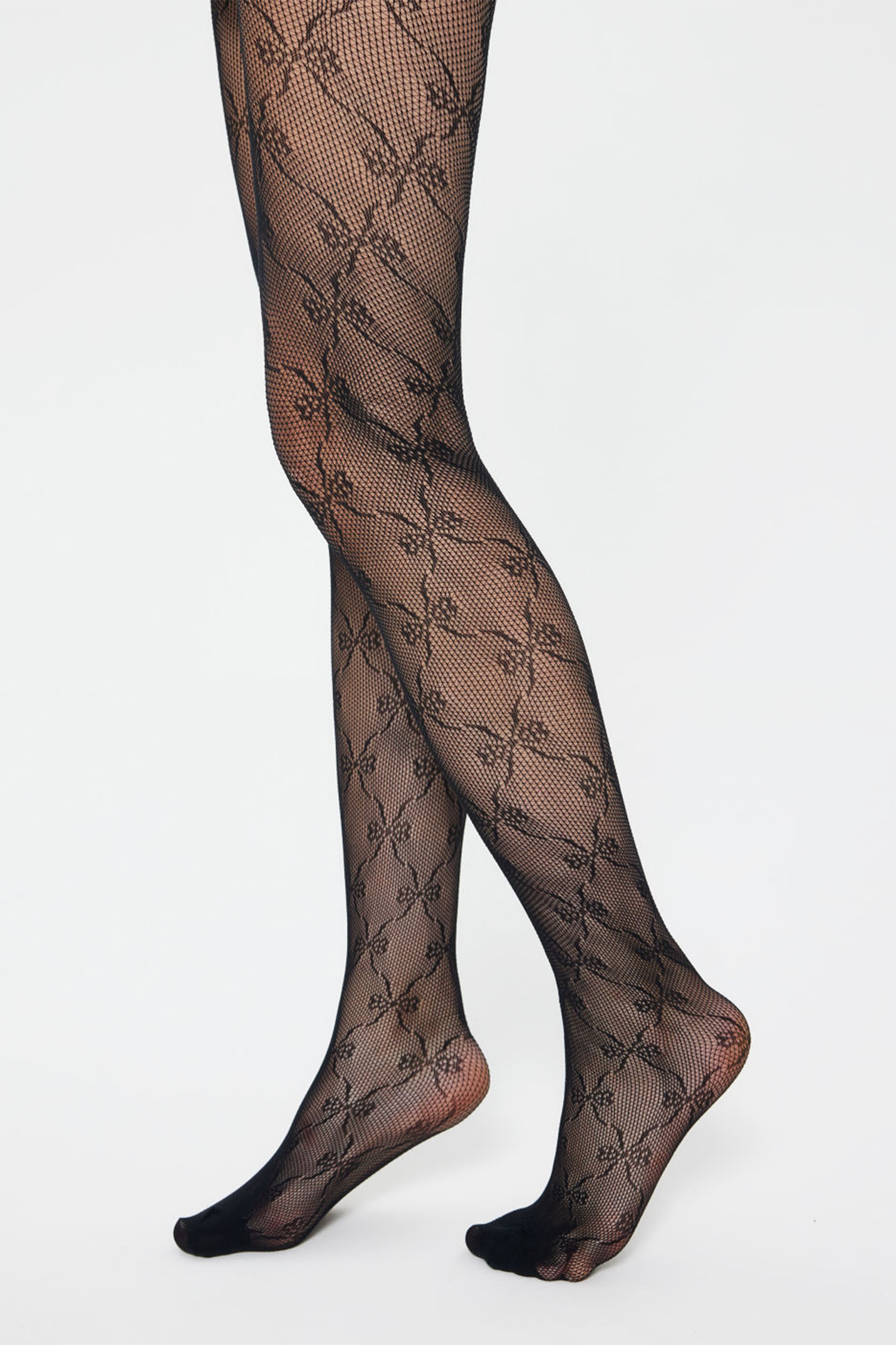 Bow Pattern Fishnet Tights-purelyfable