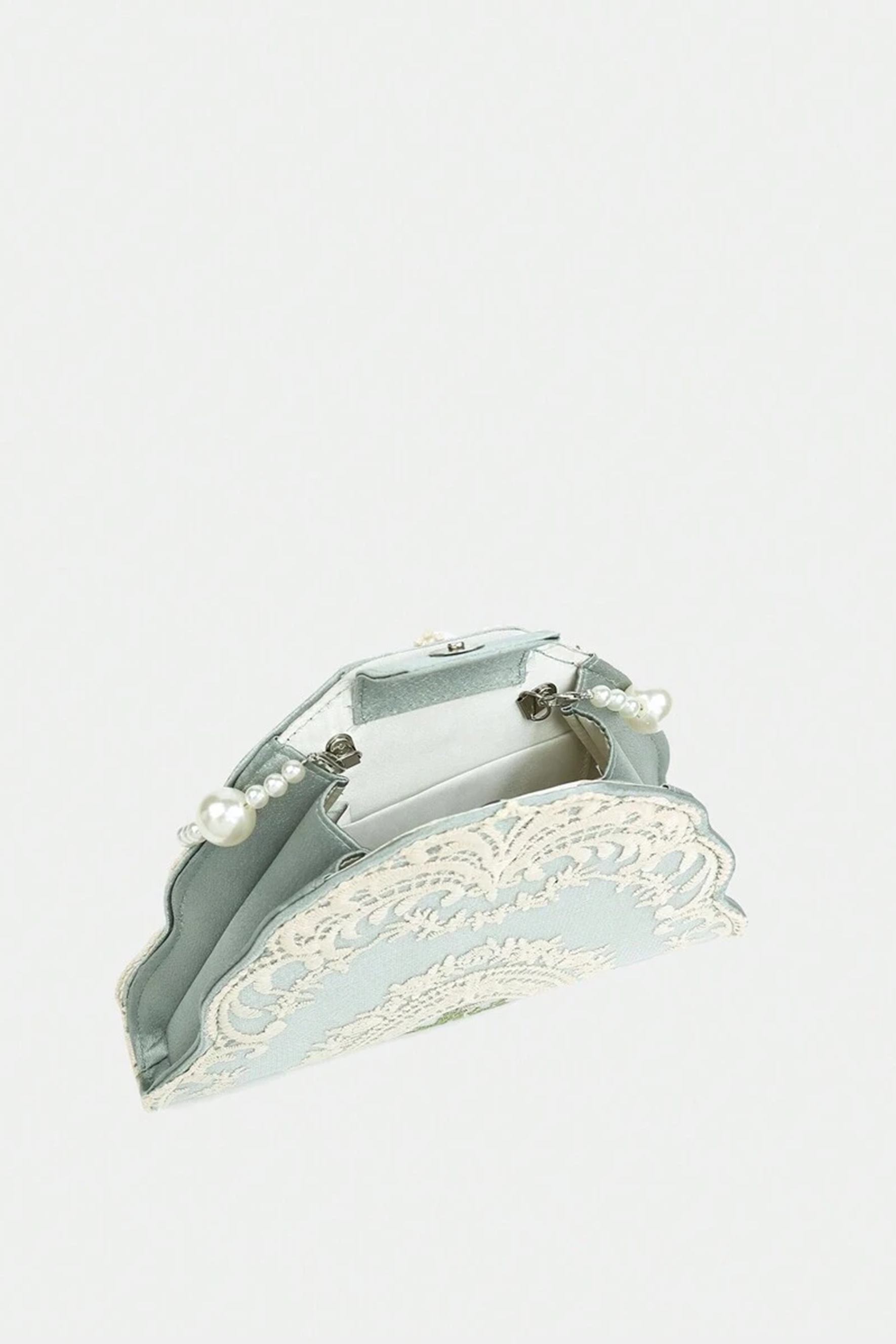 Lace Embroidery Pearl Strap Handle Bag-purelyfable