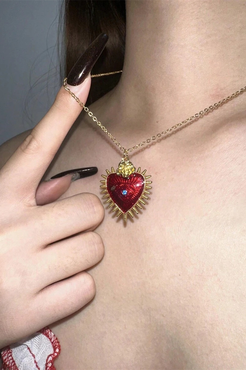 Evil Eye Heart Shaped Necklace-purelyfable