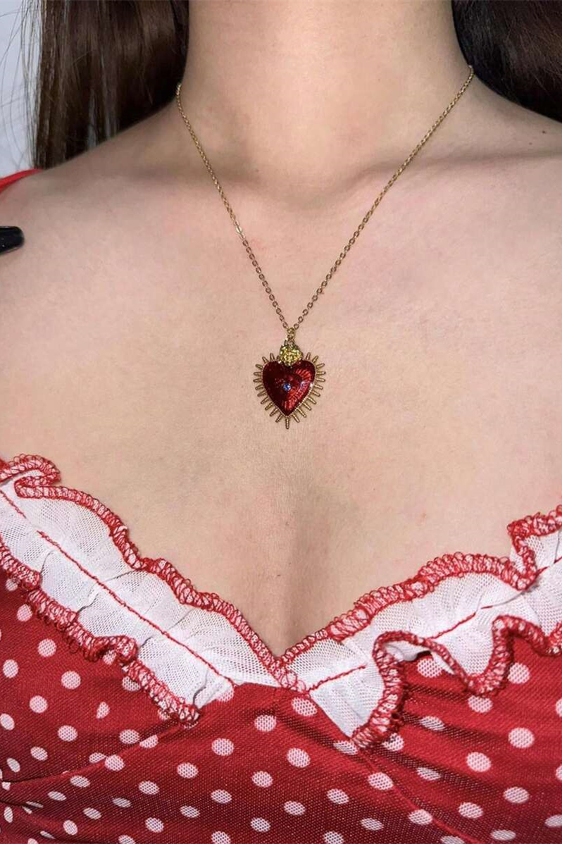 Evil Eye Heart Shaped Necklace-purelyfable