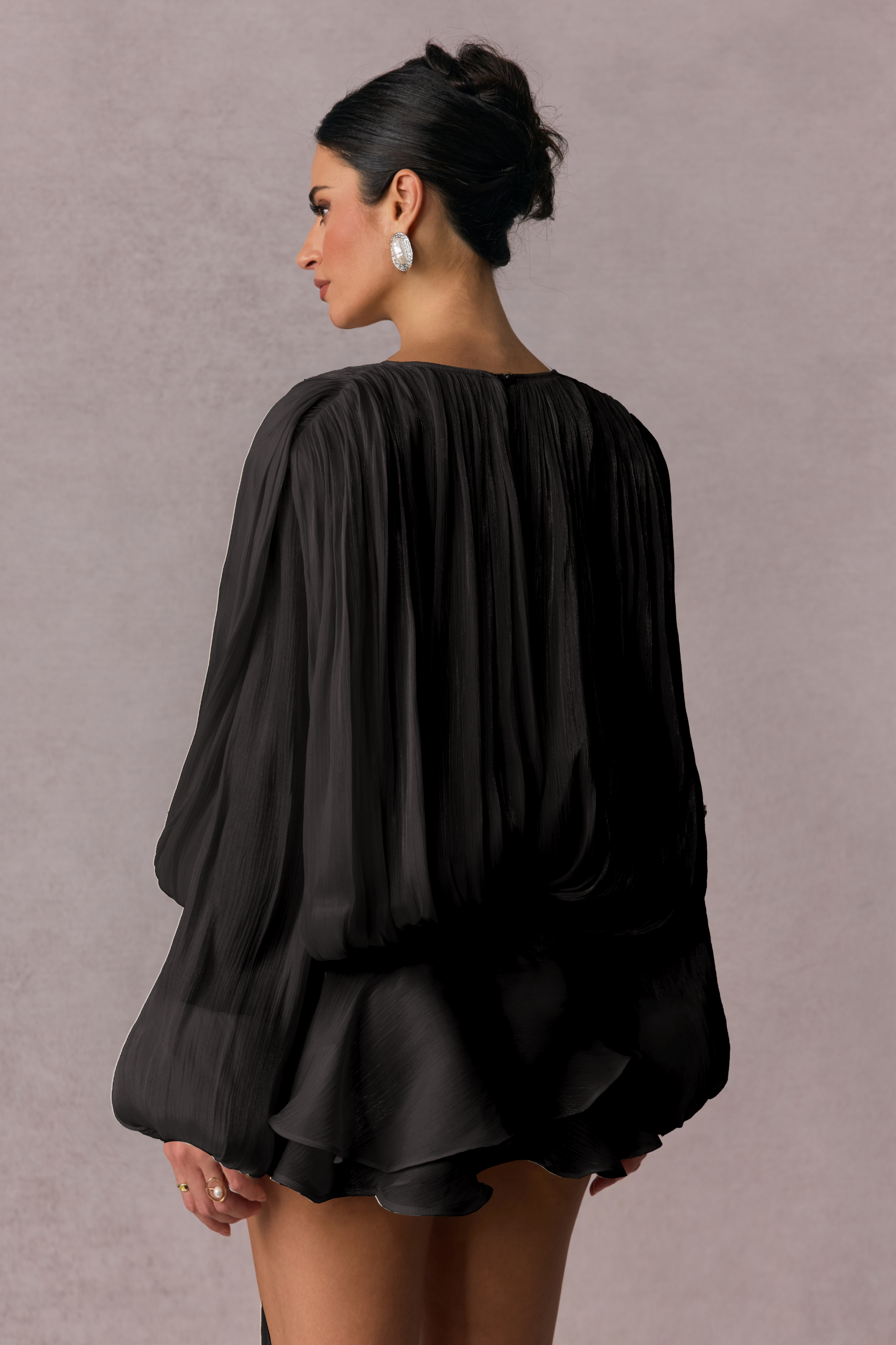 Beryl Pleated Ruffle Hem Mini Dress-purelyfable