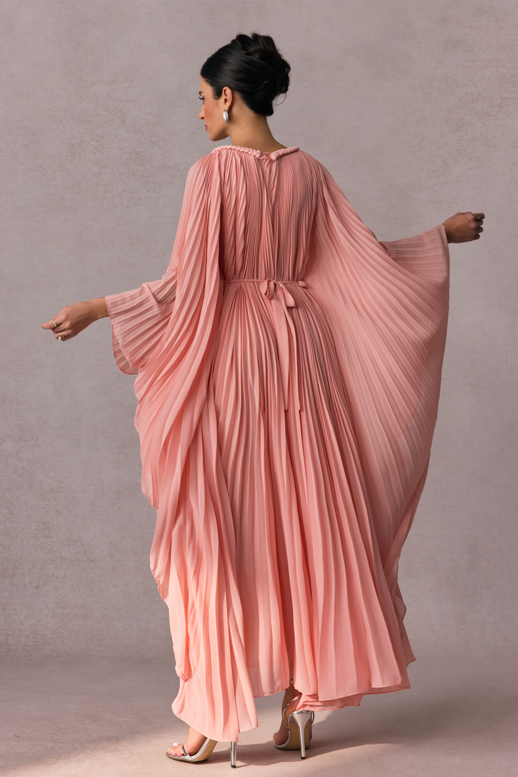 Laura Batwing Sleeve Pleated Maxi Dress-purelyfable