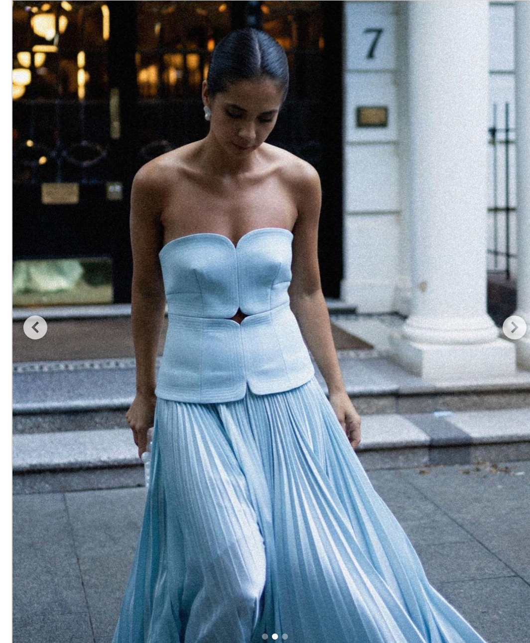Iris Sky Blue Pleated Two-Piece Dress