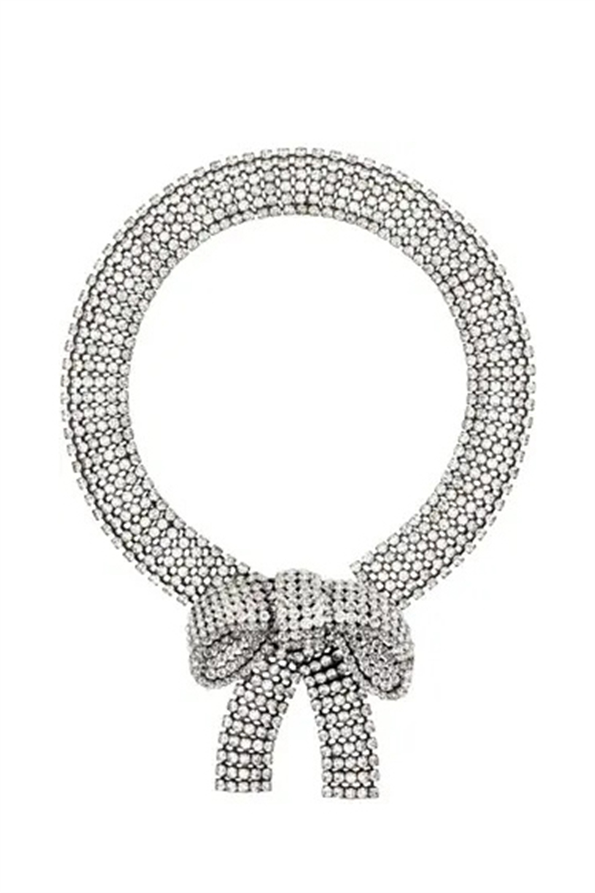 Crystal Embellished Bowknot Necklace-purelyfable