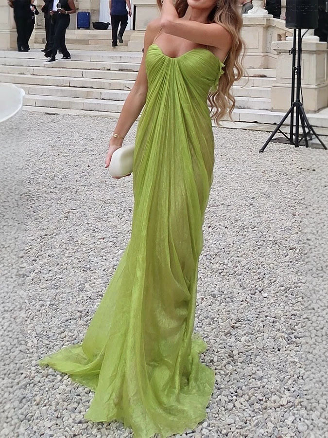 Adelaide Green Sexy Backless Camisole Maxi Dress