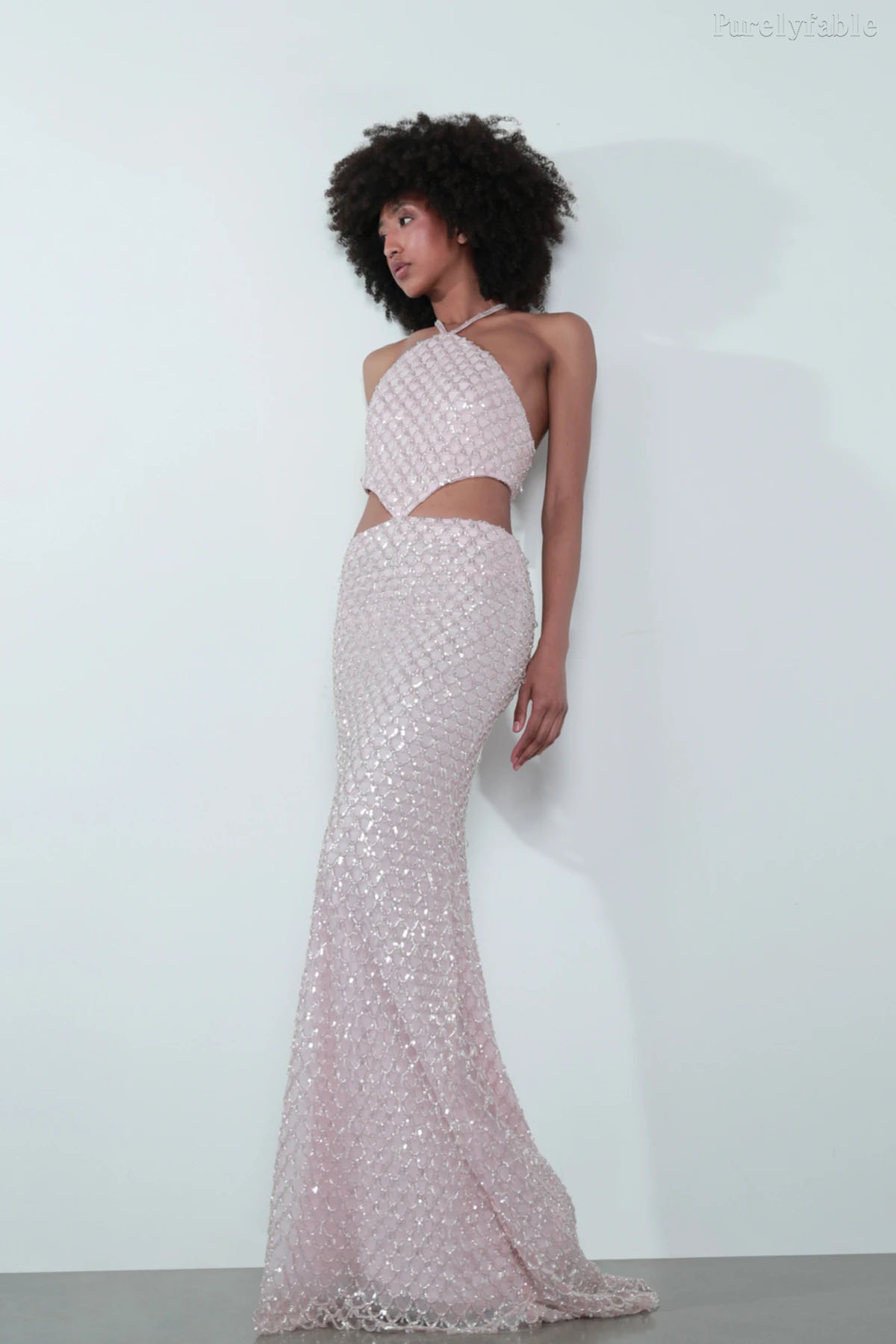 Paloma Halter-Neck Sequined Fishtail Skirt