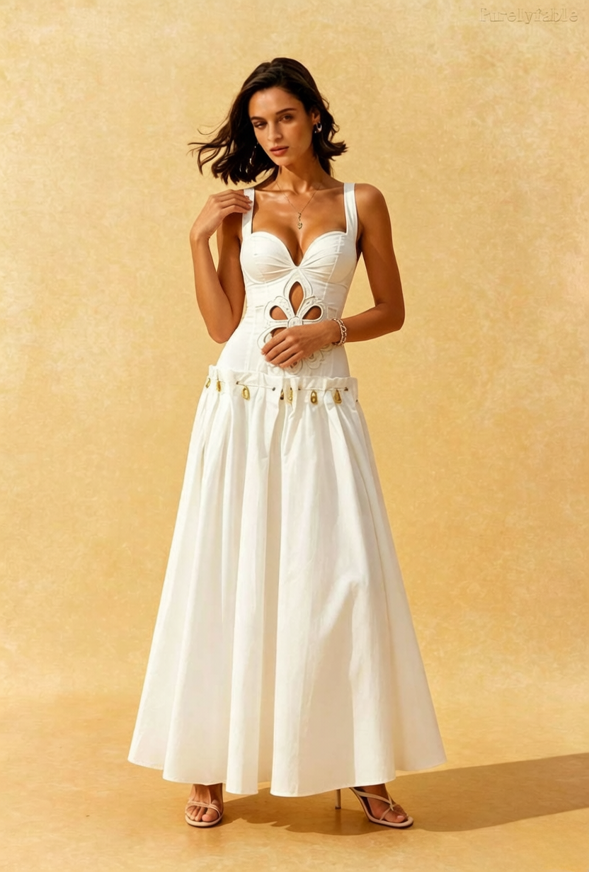 Helena White Spaghetti Strap Ffloral Dress