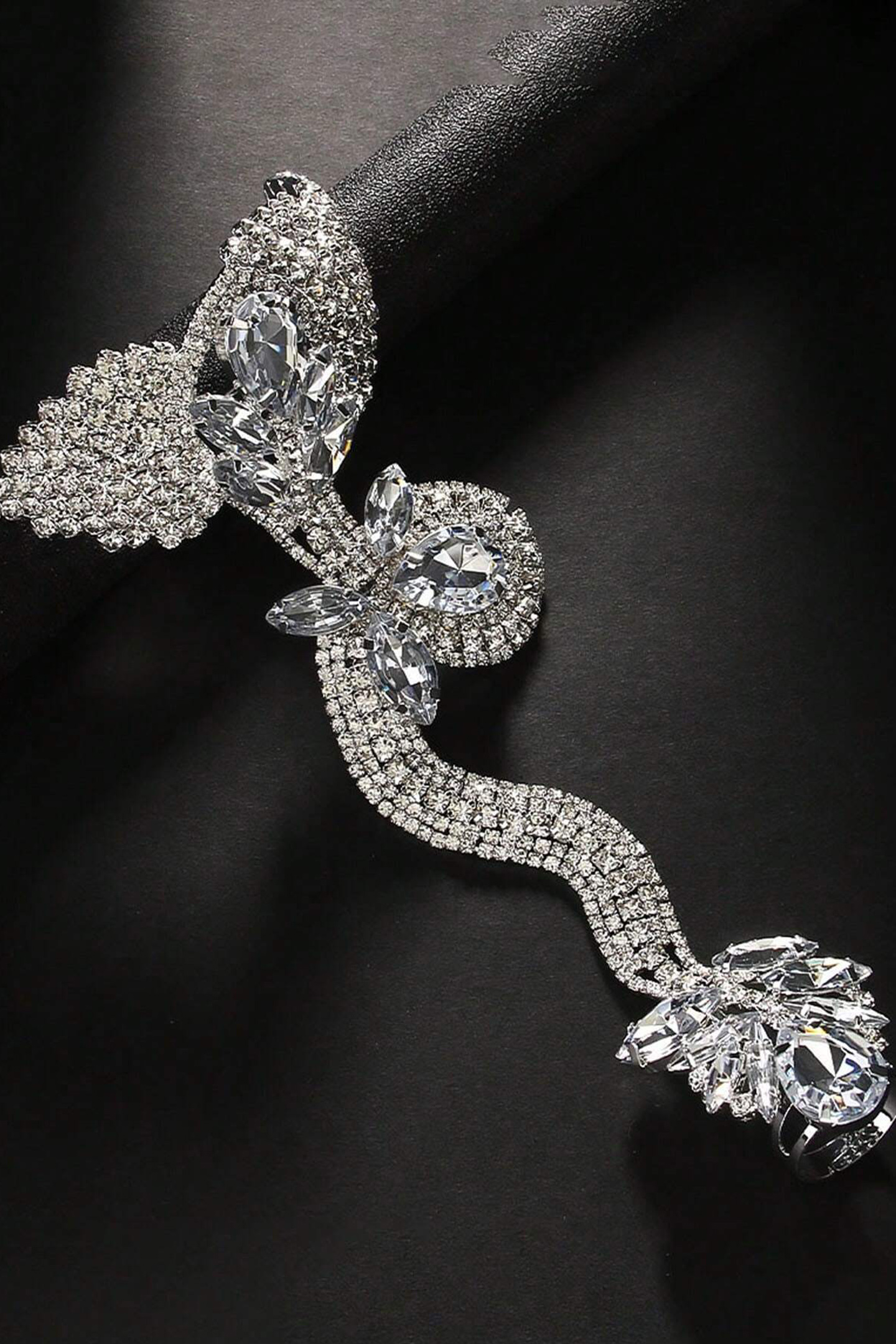 Crystal Snake Finger Ring Bracelet-purelyfable