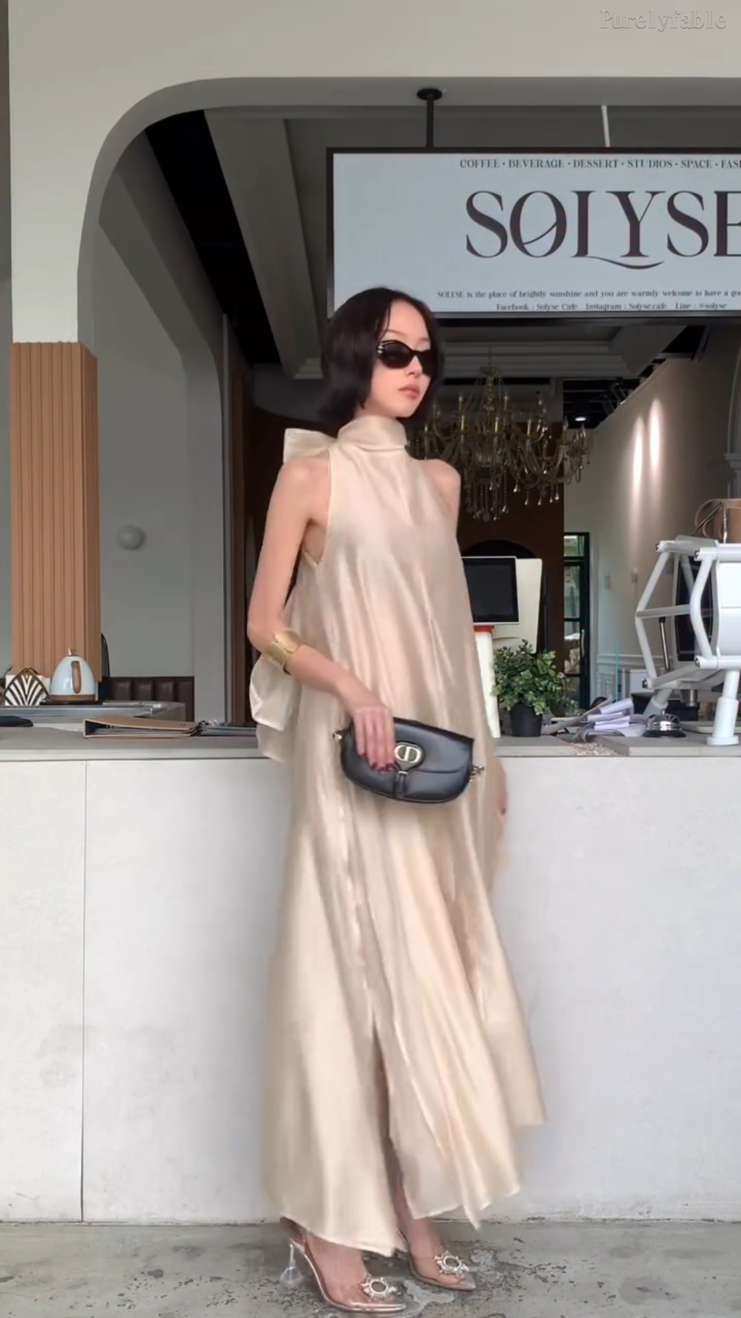 Miranda Champagne-Colored Sleeveless Flowing Dress