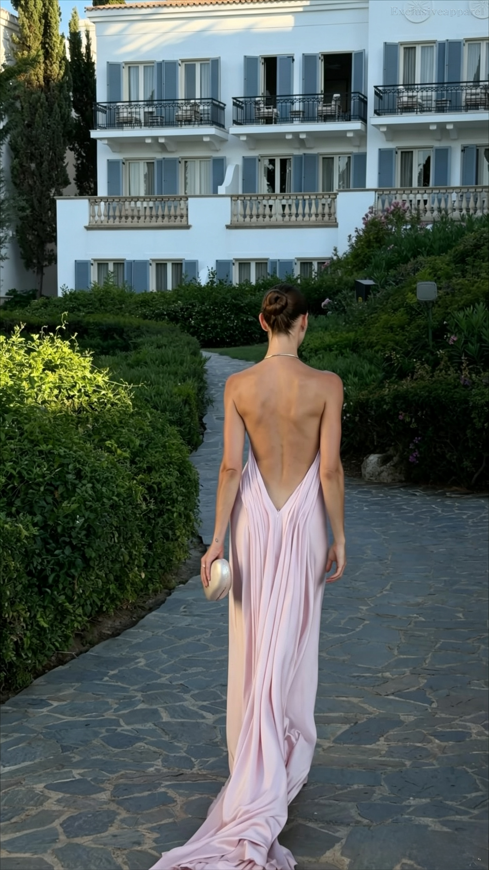 Olive Pink Beaded Long Evening Dress