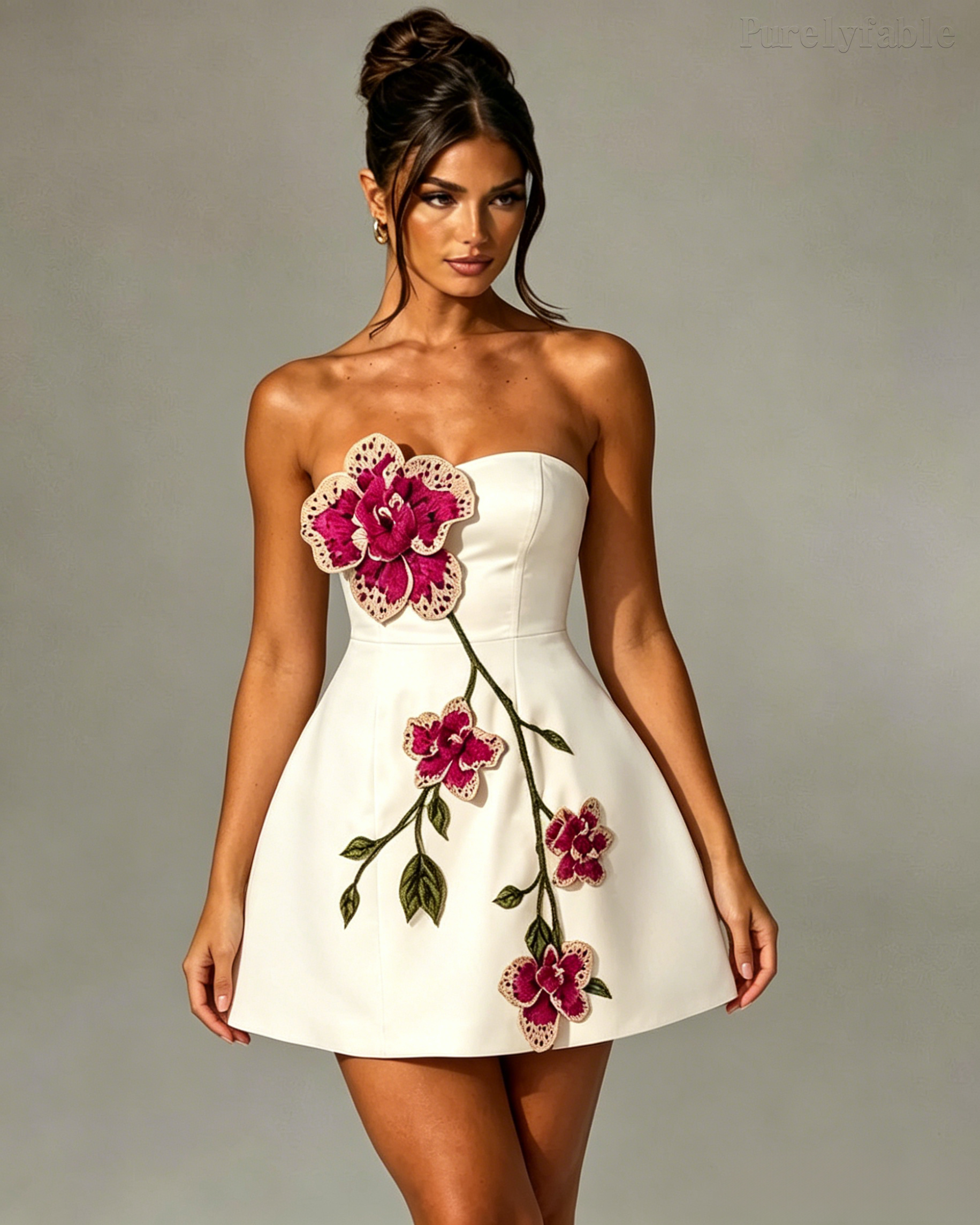 Rosalyn White Strapless A-Line Mini Skirt