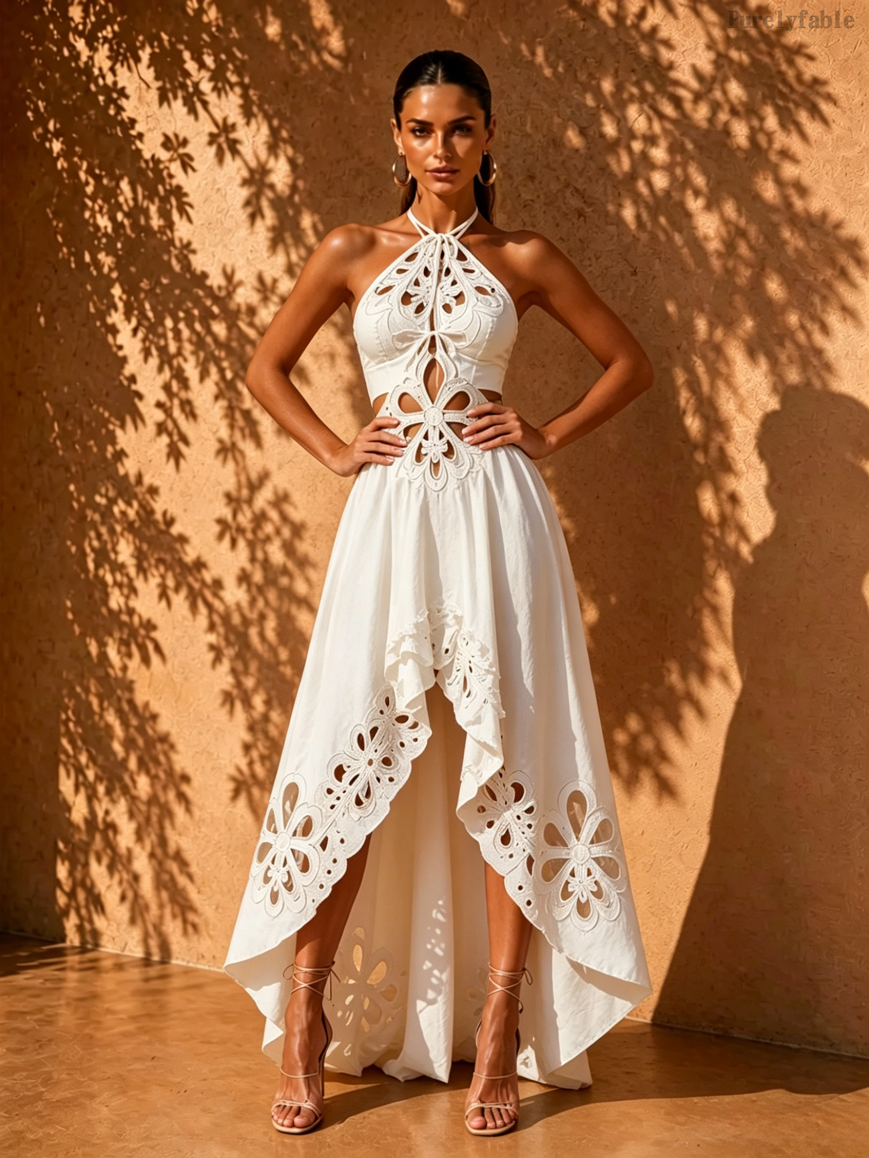 Nala White Halter Neck Dress