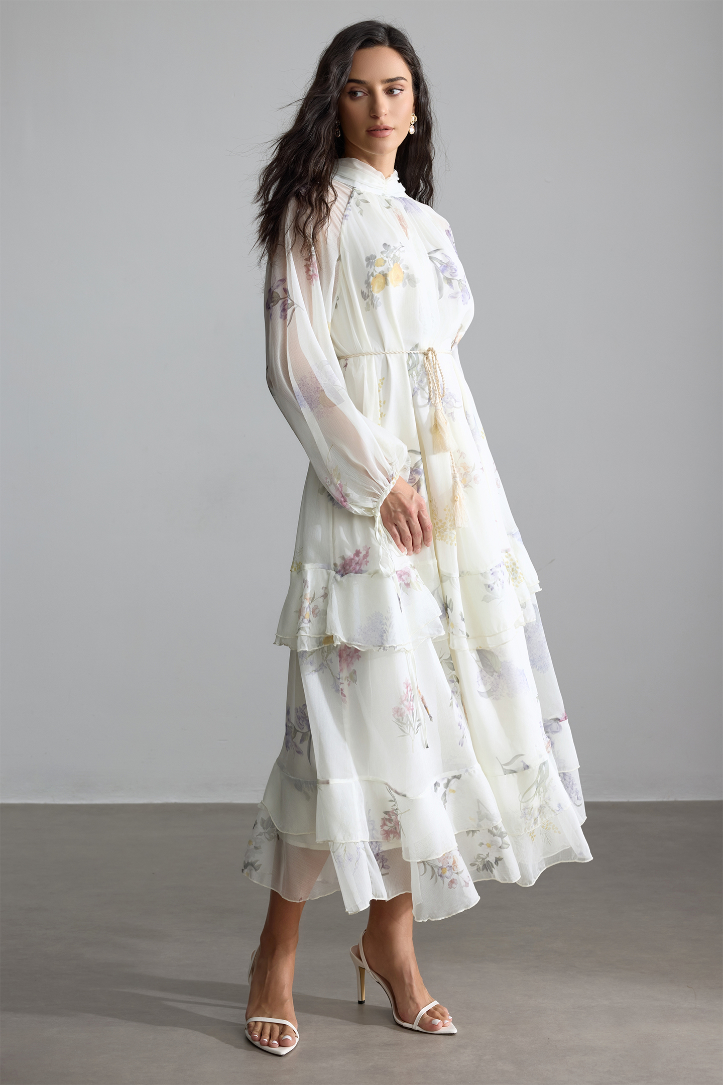 Renee Floral Print Puff Sleeve Maxi Dress-purelyfable