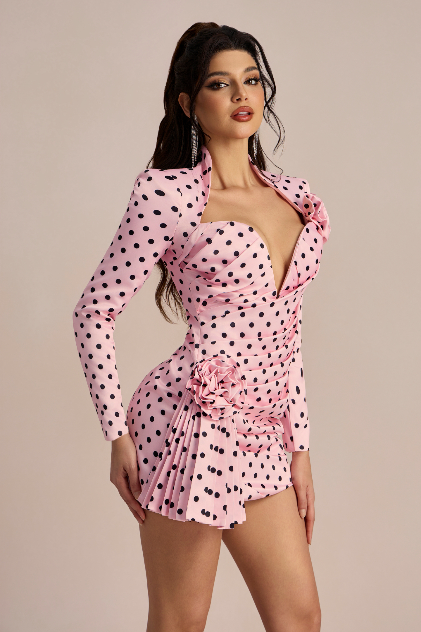Kristin Polka Dots Sweetheart Mini Dress-purelyfable