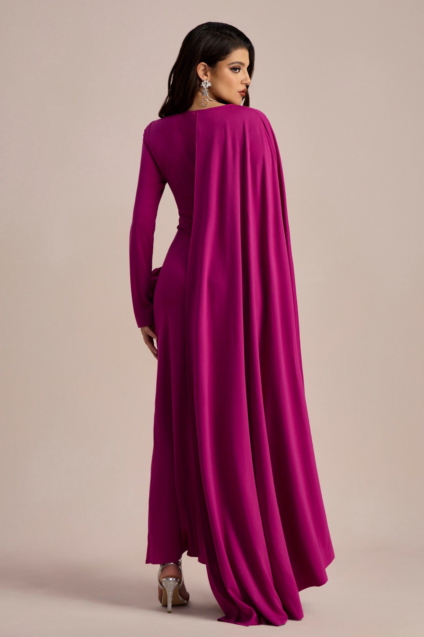 Anastasia Floral Cape Maxi Slit Dress-purelyfable