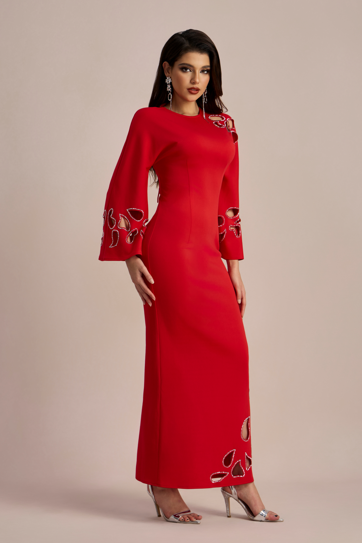 Sharon Long Sleeve Hollow Maxi Dress-purelyfable
