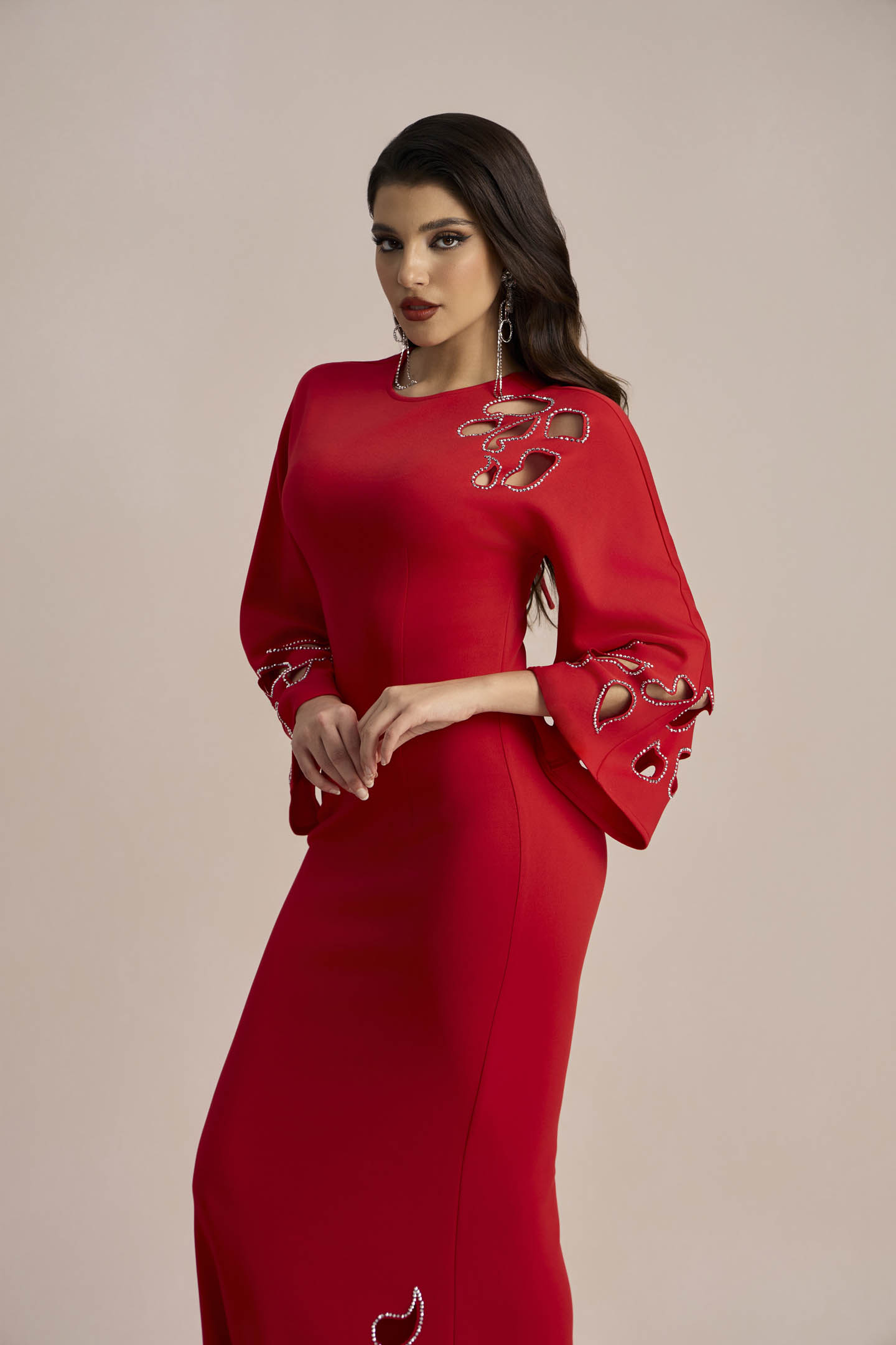 Sharon Long Sleeve Hollow Maxi Dress-purelyfable