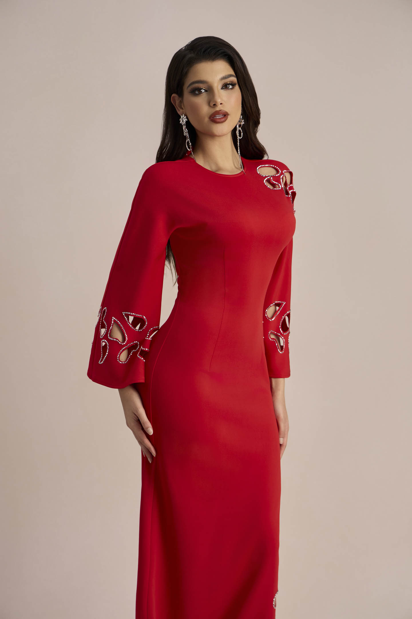 Sharon Long Sleeve Hollow Maxi Dress-purelyfable
